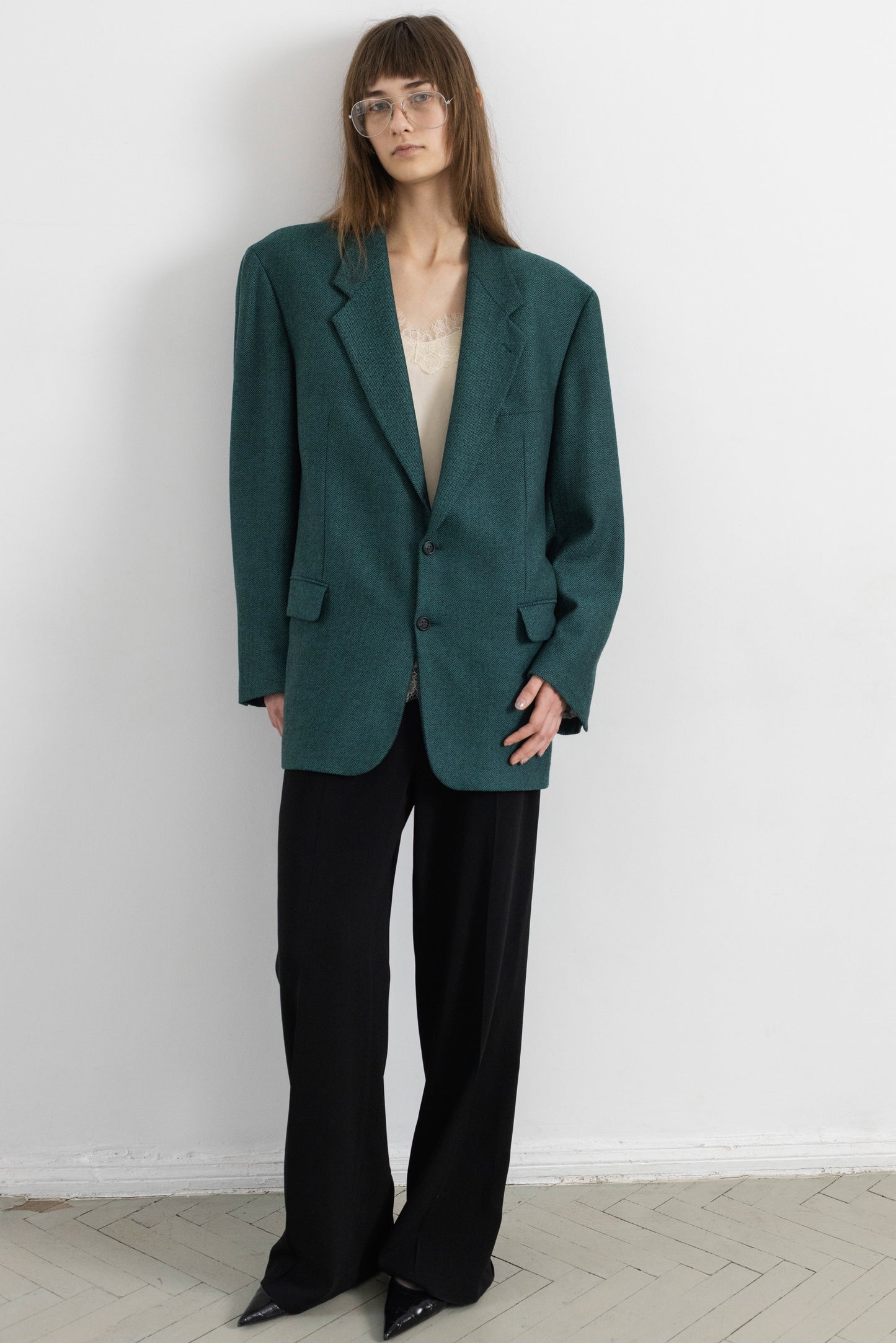 Vintage Cerruti 1881 Chevron Cashmere Wool Blazer