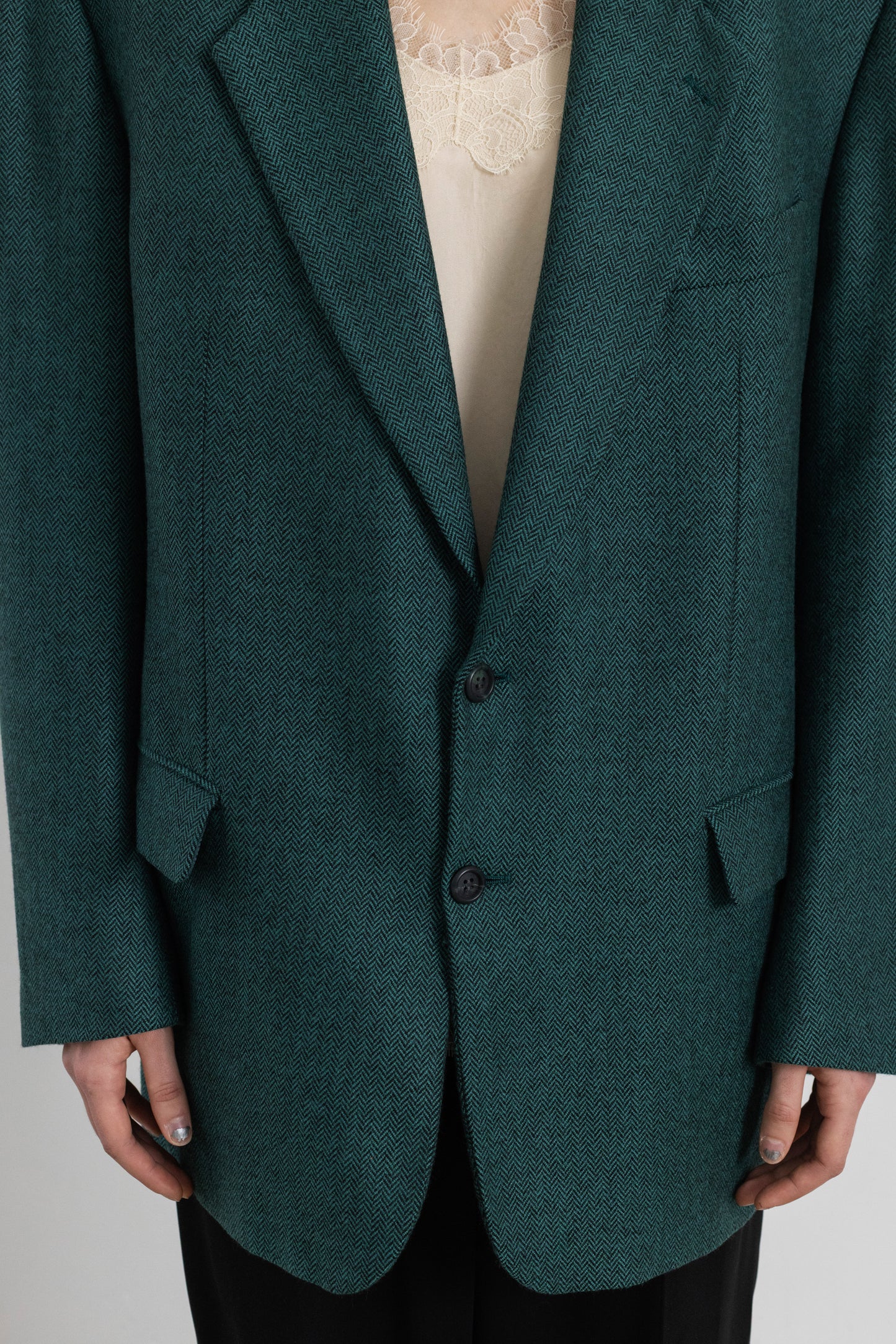 Vintage Cerruti 1881 Chevron Cashmere Wool Blazer