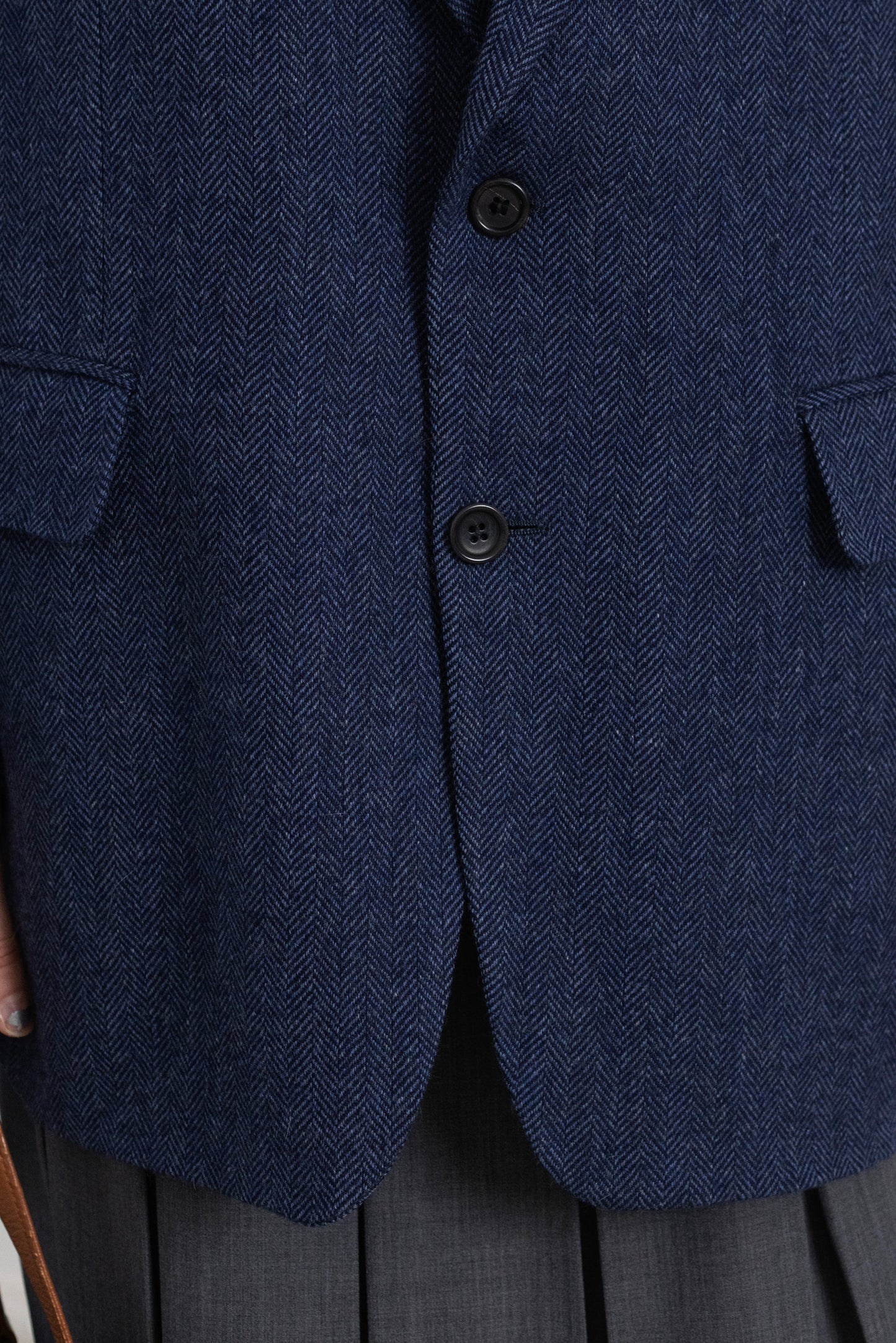 Vintage Blue Chevron Angora Wool Blazer
