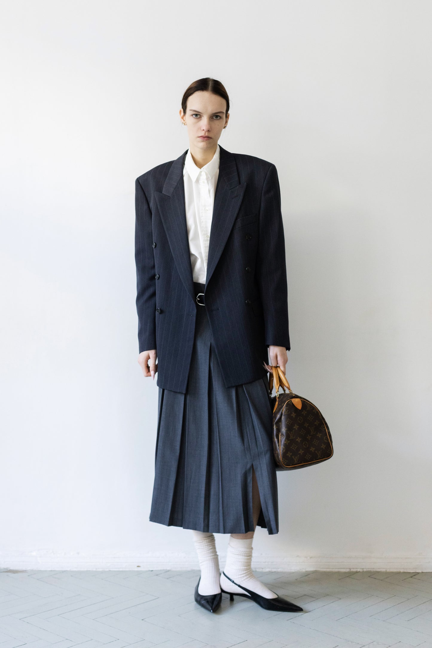 Vintage Navy Pinstripe Wool Blazer