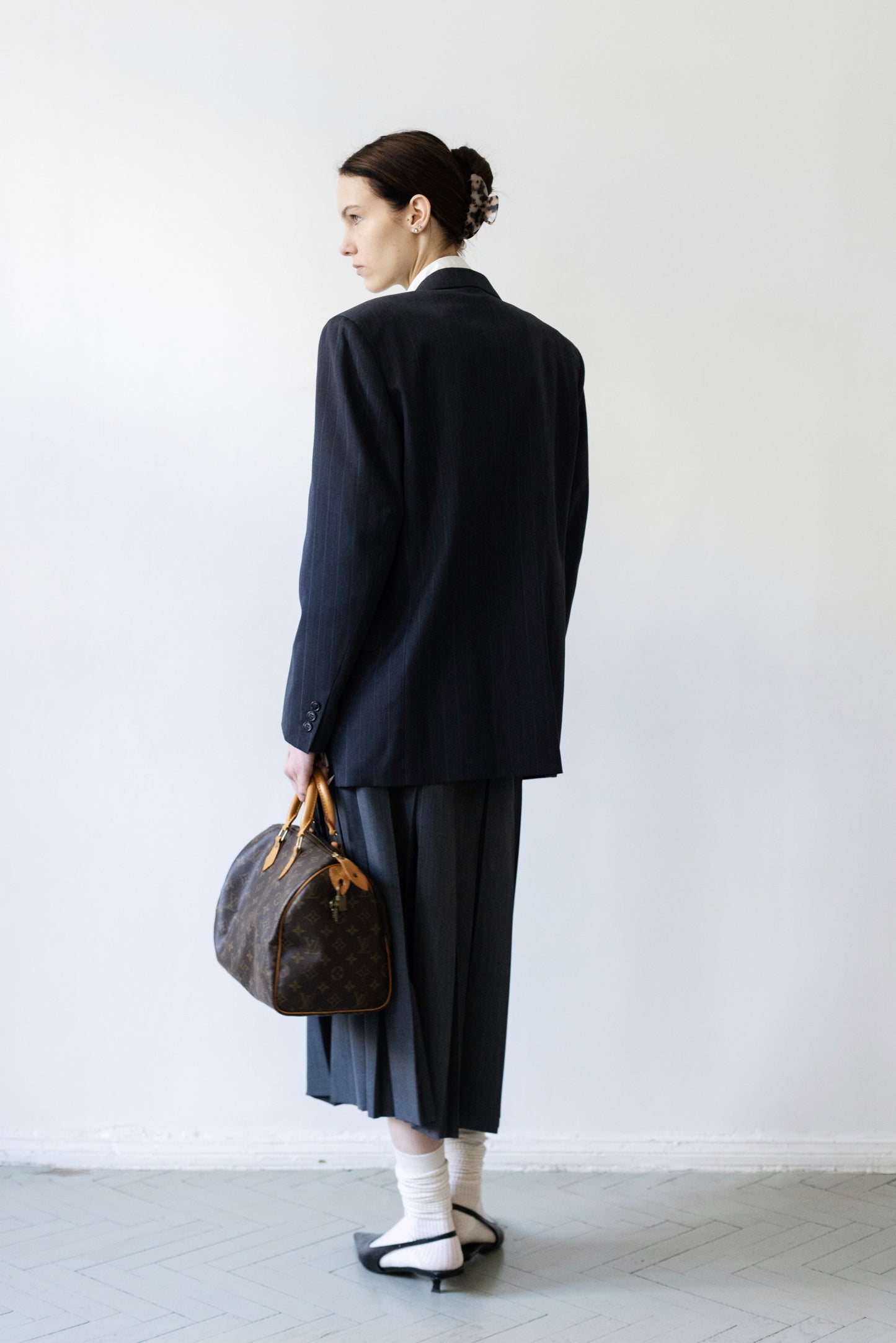 Vintage Navy Pinstripe Wool Blazer