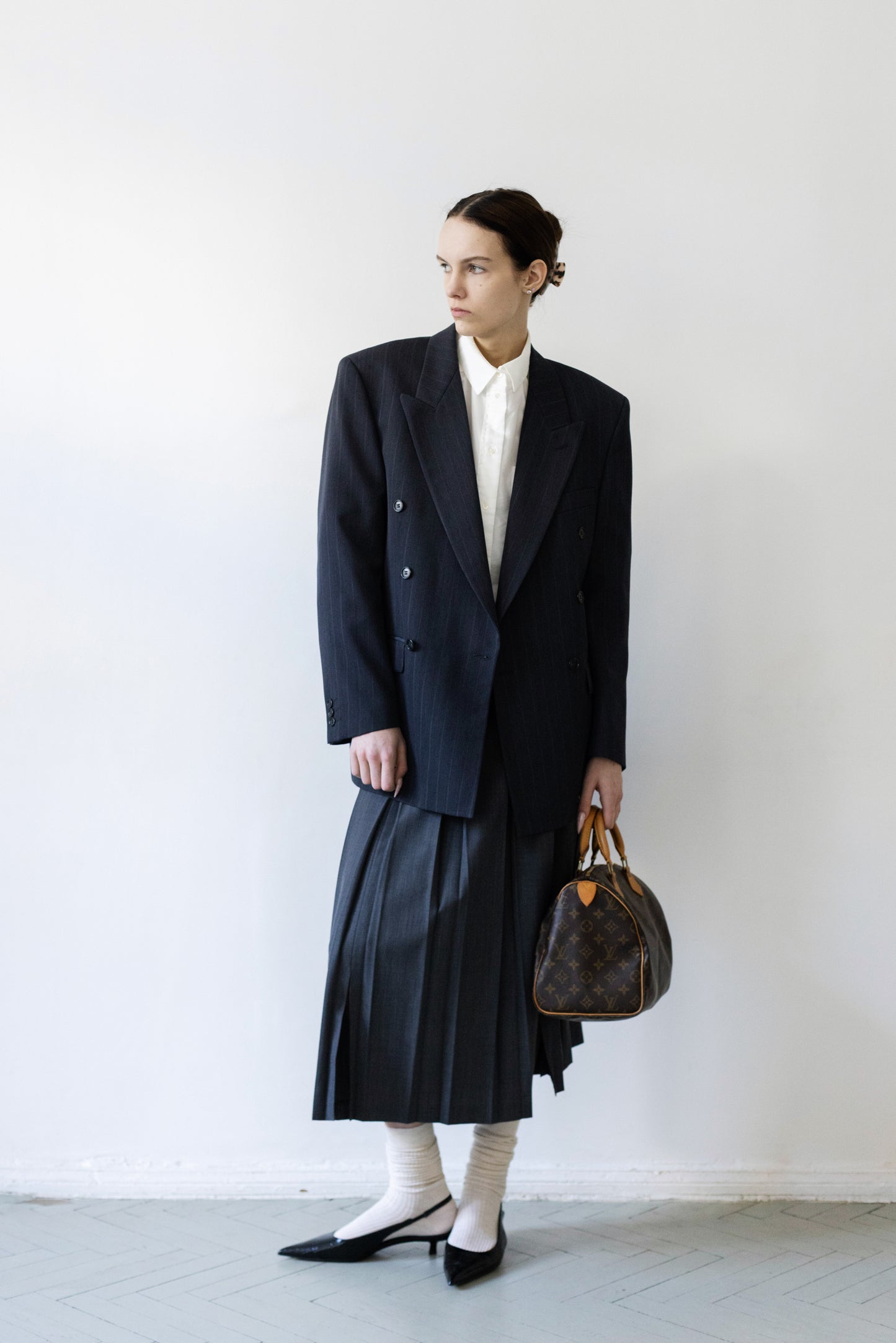 Vintage Navy Pinstripe Wool Blazer