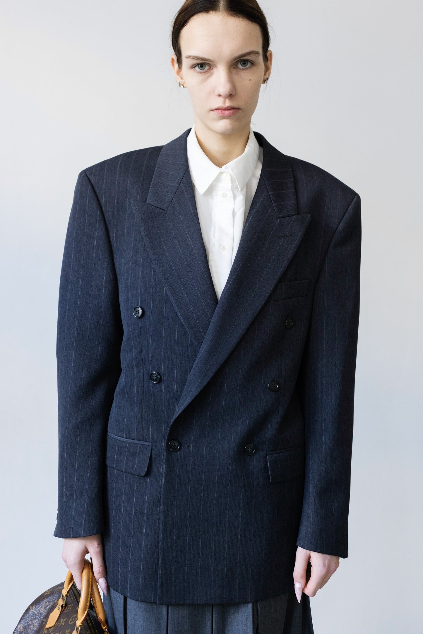 Vintage Navy Pinstripe Wool Blazer