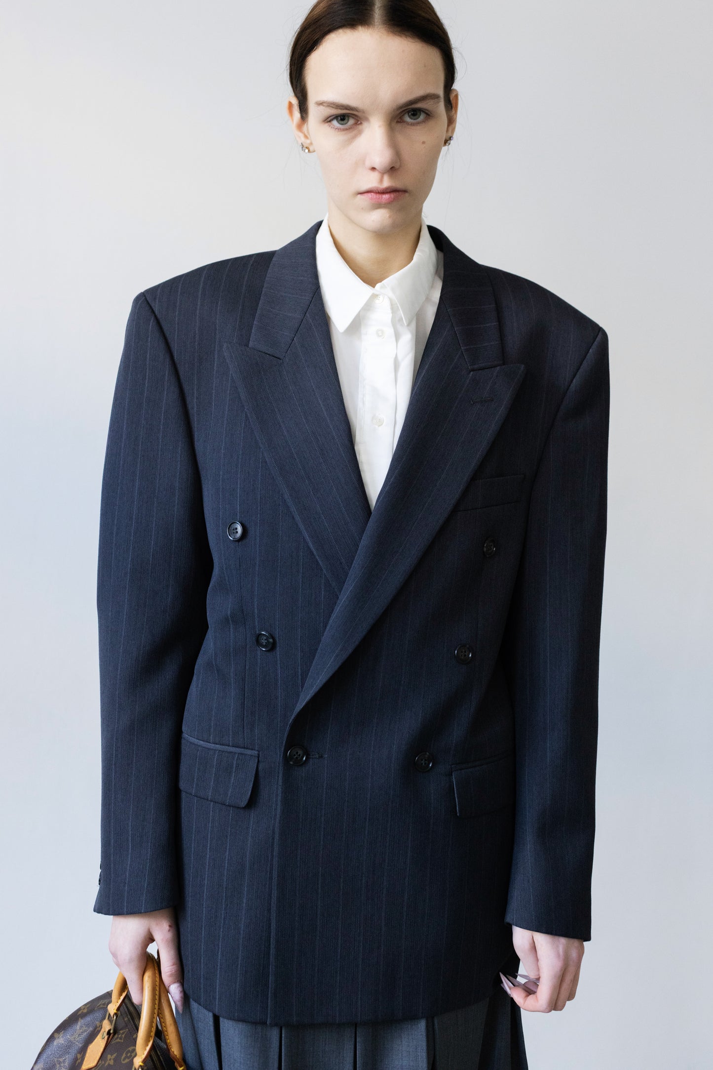 Vintage Navy Pinstripe Wool Blazer