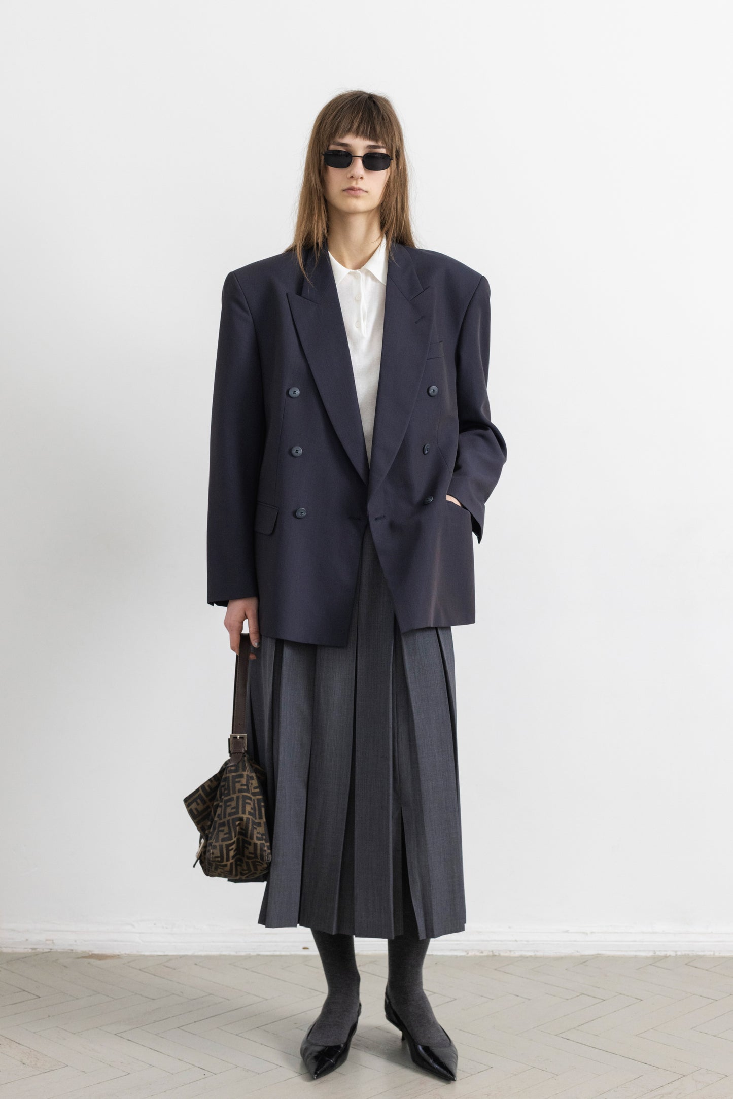 Vintage Dark Blue Wool Blazer