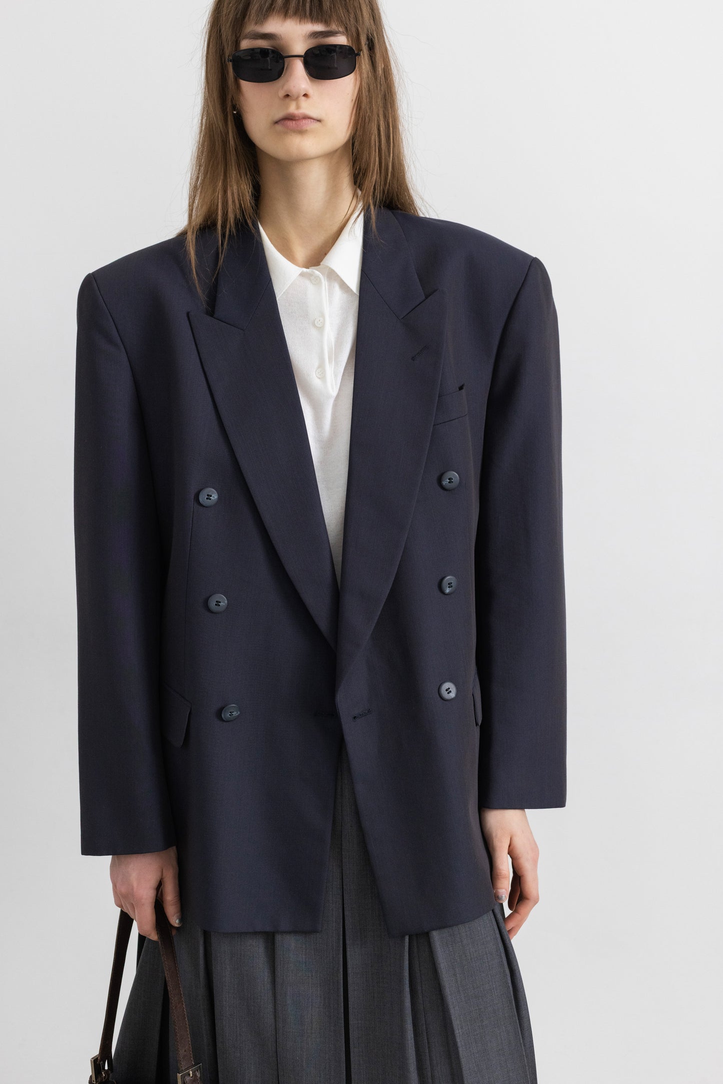 Vintage Dark Blue Wool Blazer
