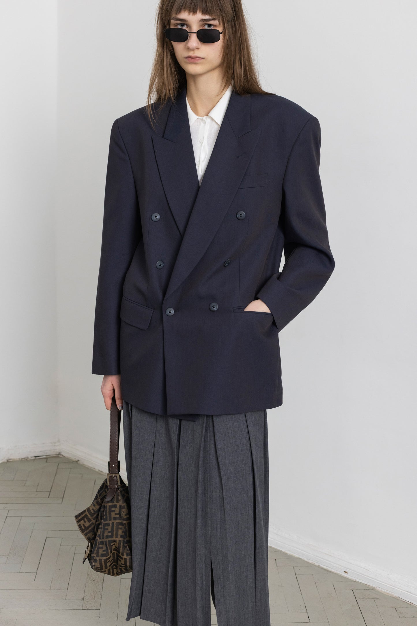 Vintage Dark Blue Wool Blazer