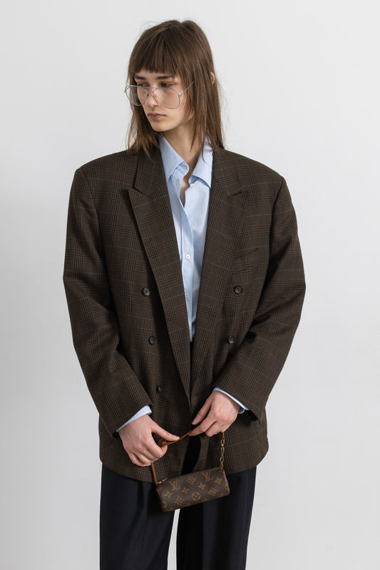 Vintage Brown Plaid Blazer