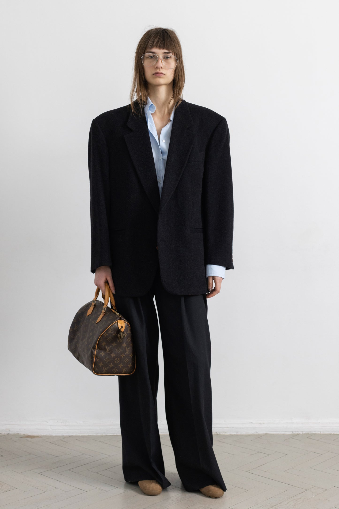Vintage Dark Grey Cashmere Wool Blazer