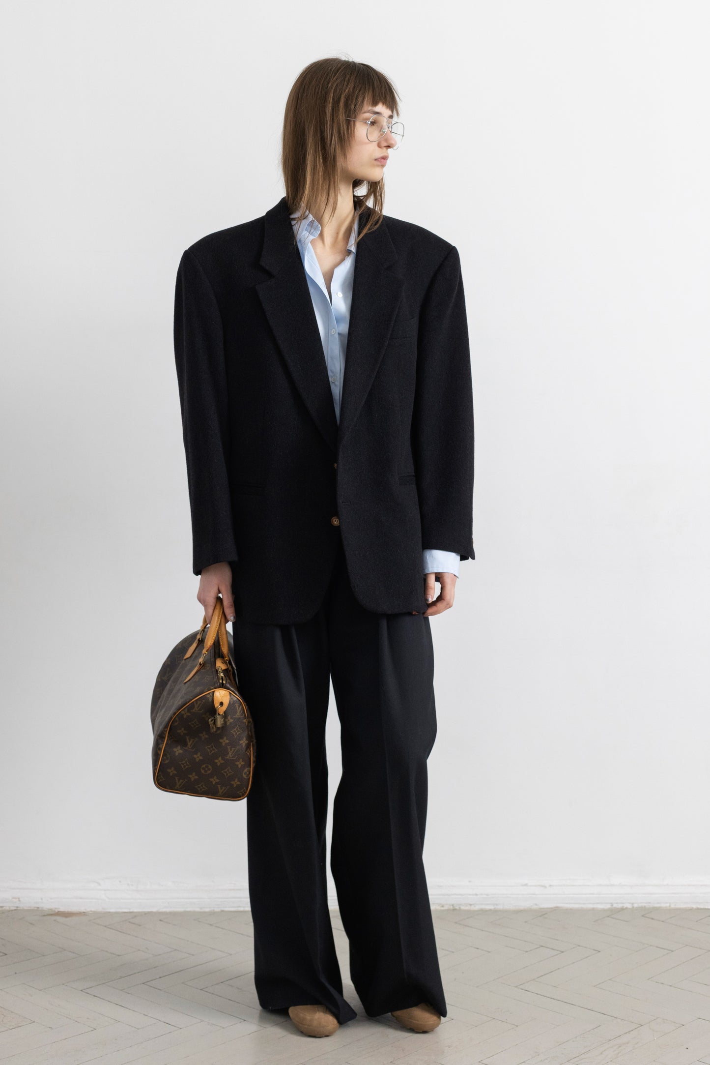 Vintage Dark Grey Cashmere Wool Blazer
