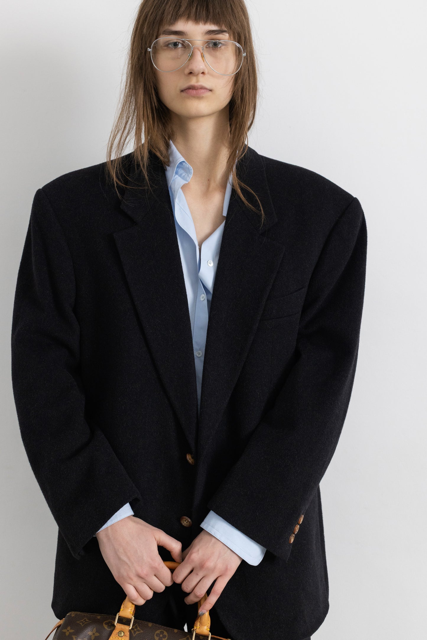 Vintage Dark Grey Cashmere Wool Blazer
