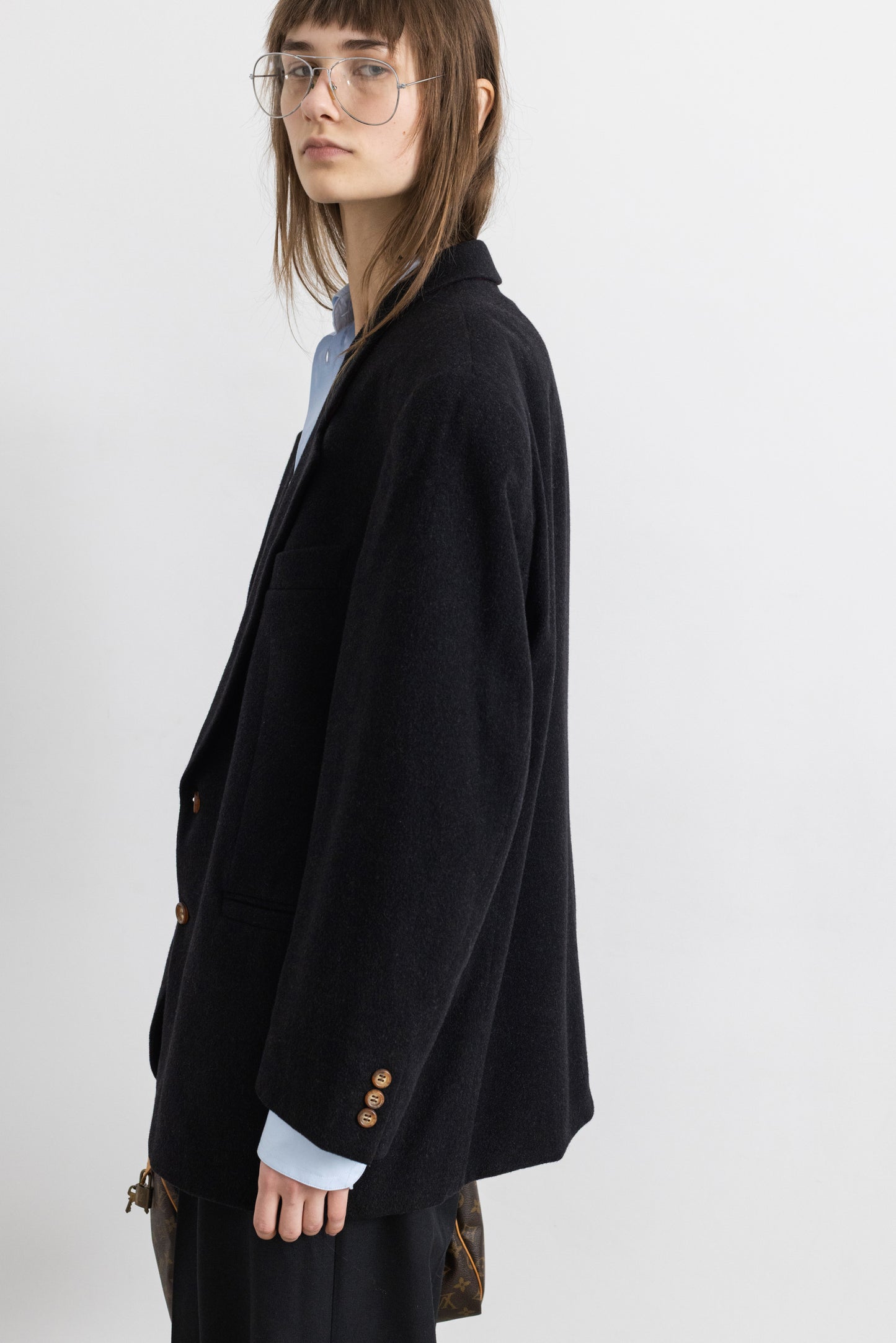 Vintage Dark Grey Cashmere Wool Blazer