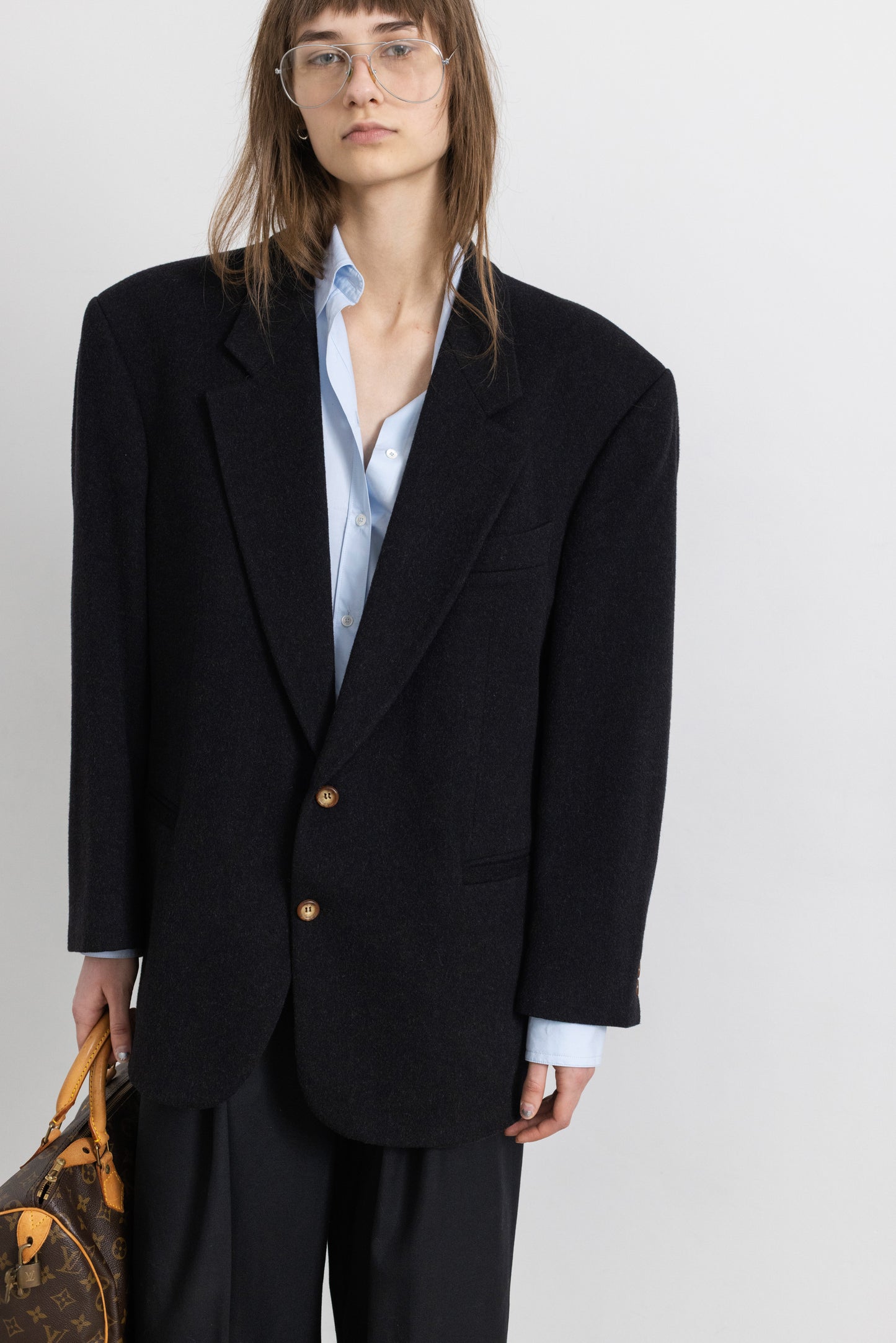 Vintage Dark Grey Cashmere Wool Blazer