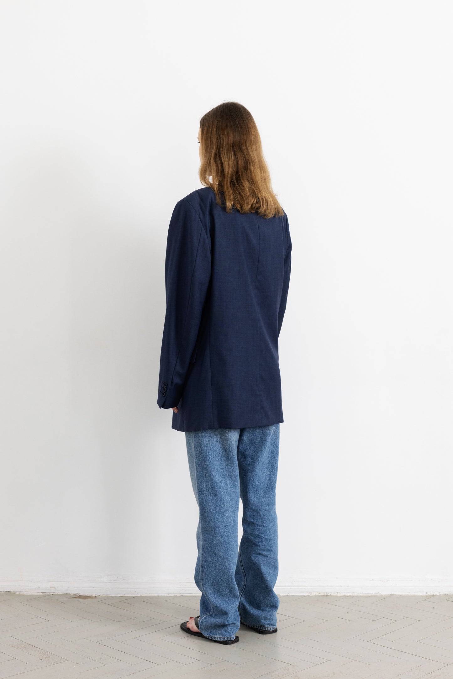 Vintage Navy 100% Wool Blazer