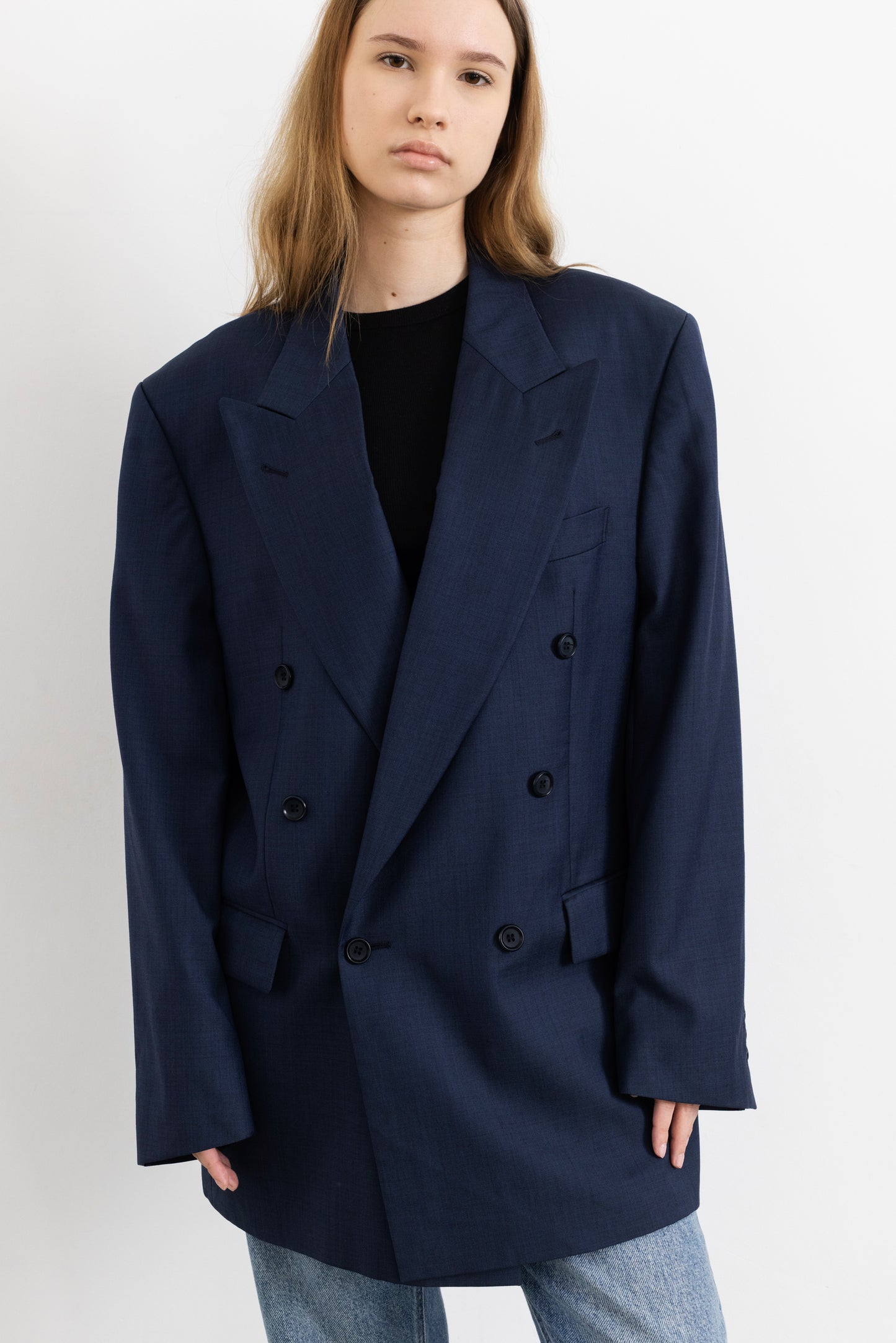 Vintage Navy 100% Wool Blazer