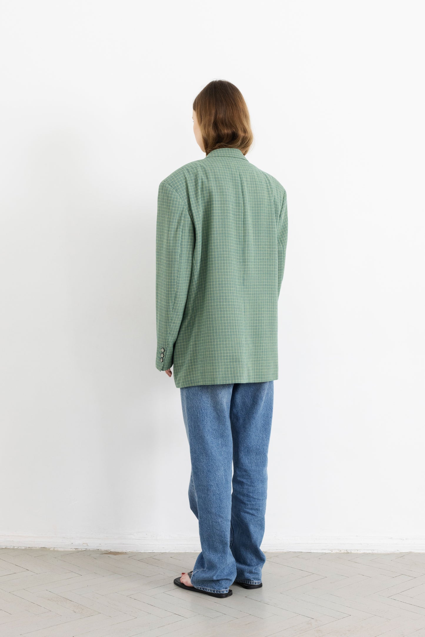Vintage Green Plaid Wool Blazer