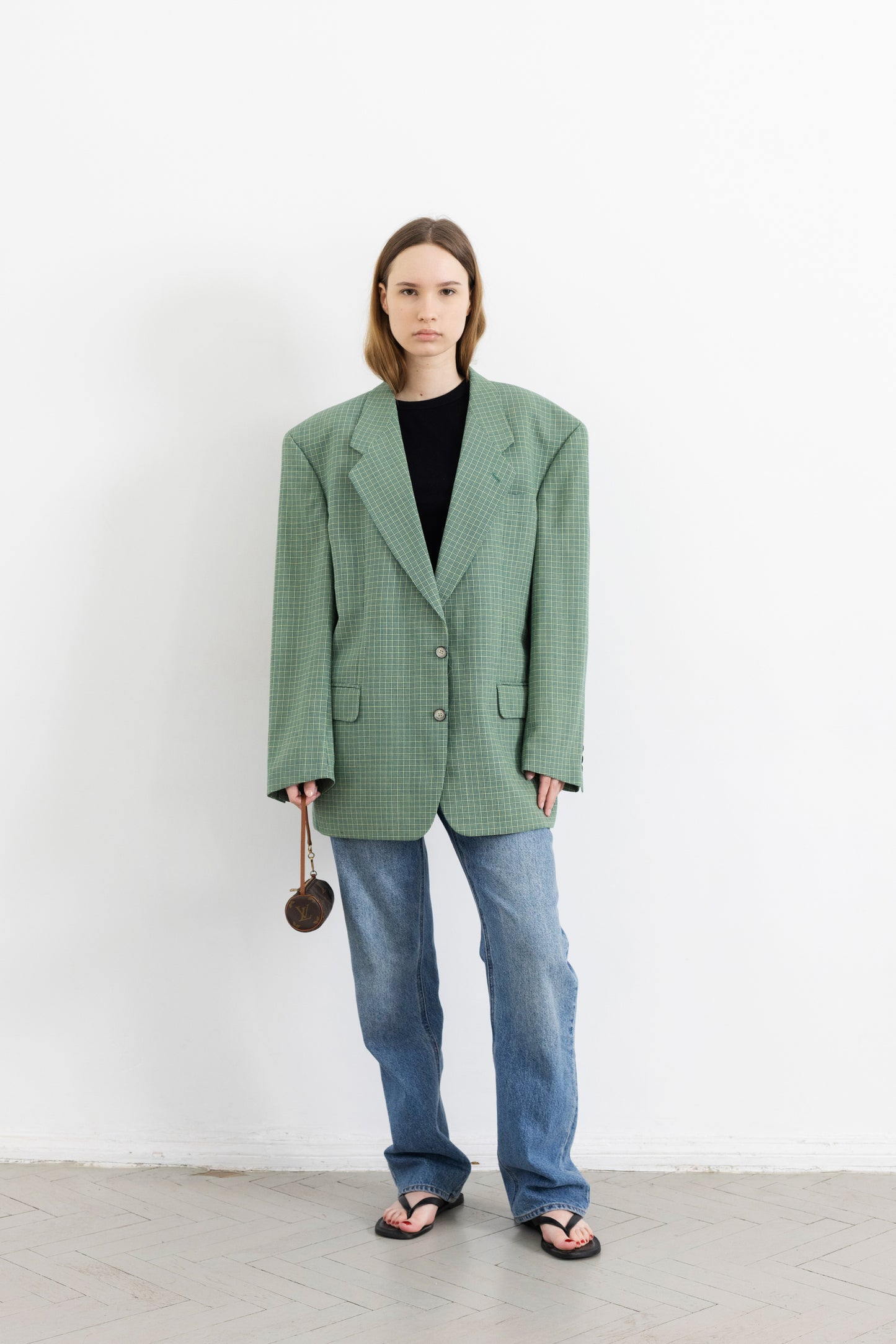 Vintage Green Plaid Wool Blazer