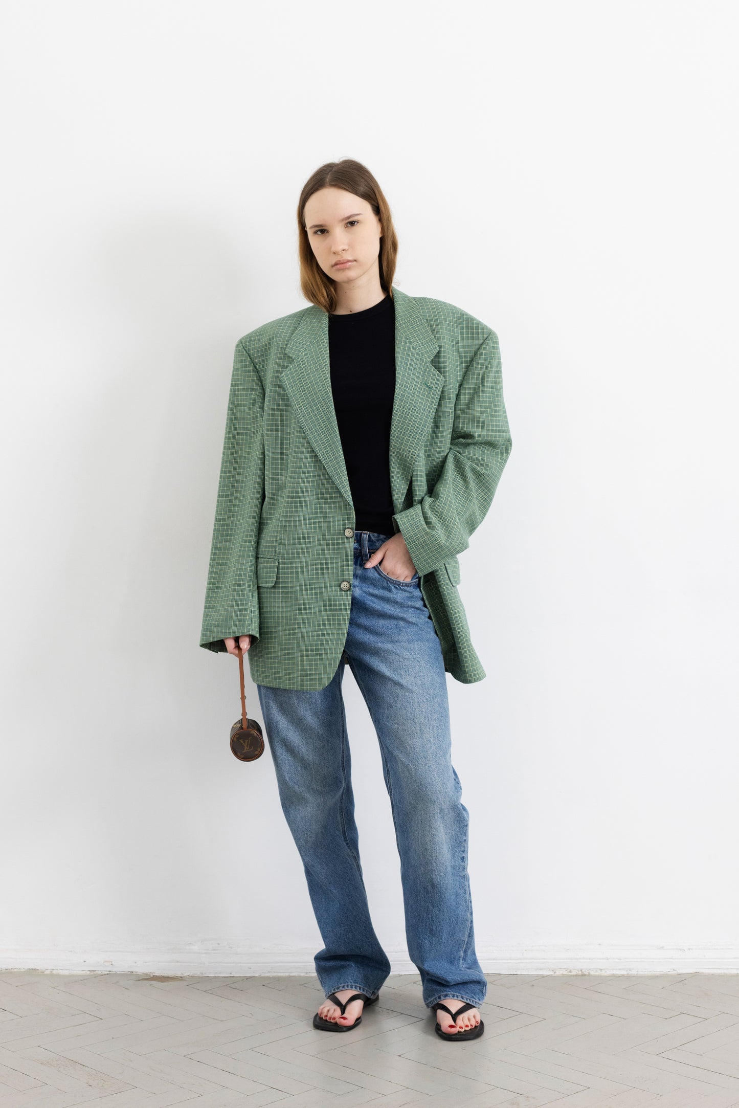 Vintage Green Plaid Wool Blazer