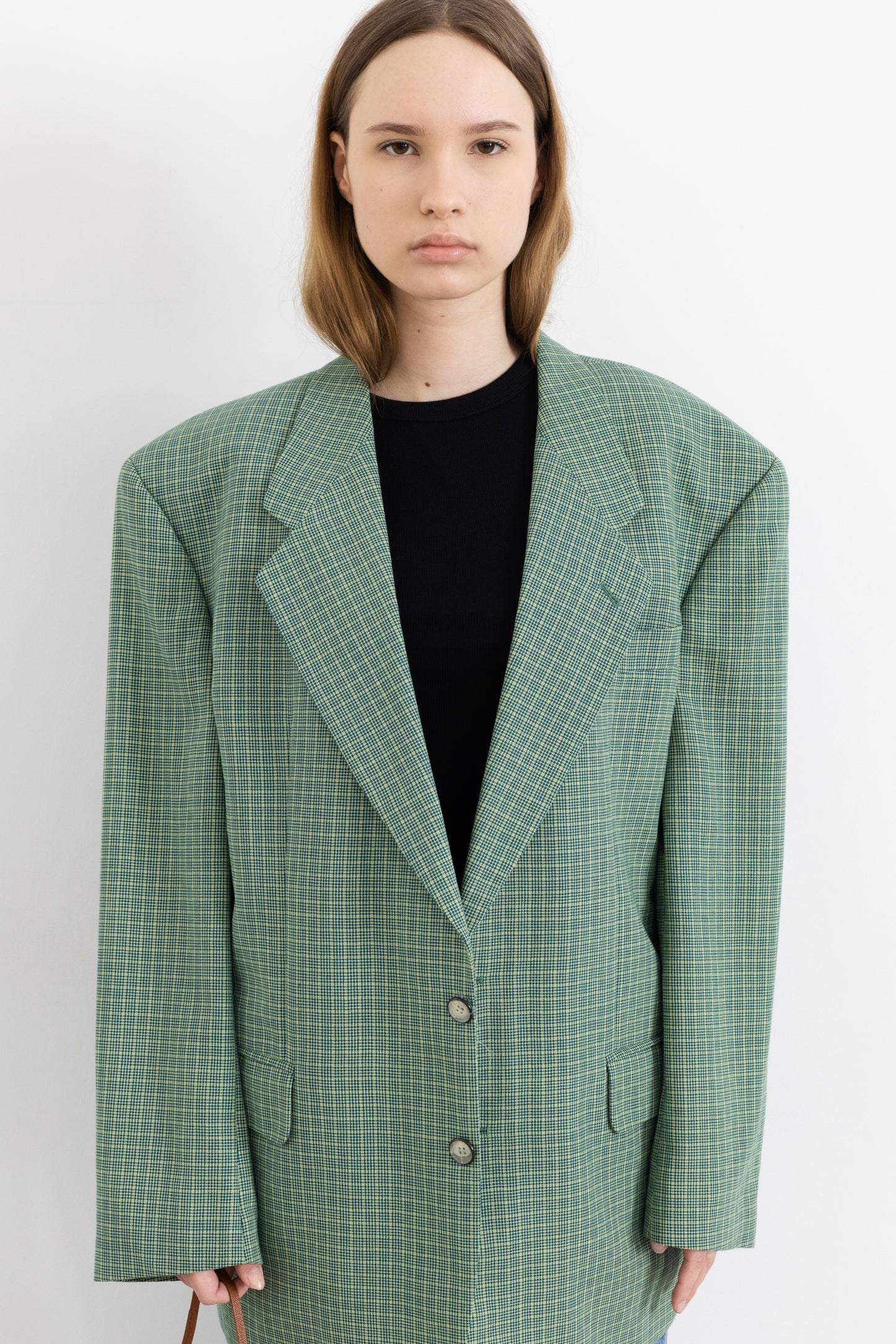 Vintage Green Plaid Wool Blazer