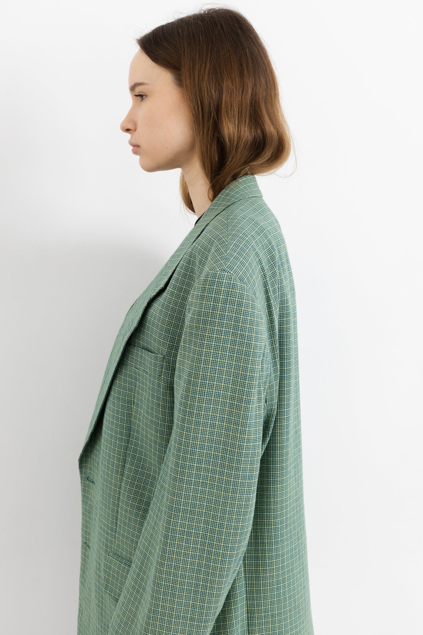 Vintage Green Plaid Wool Blazer