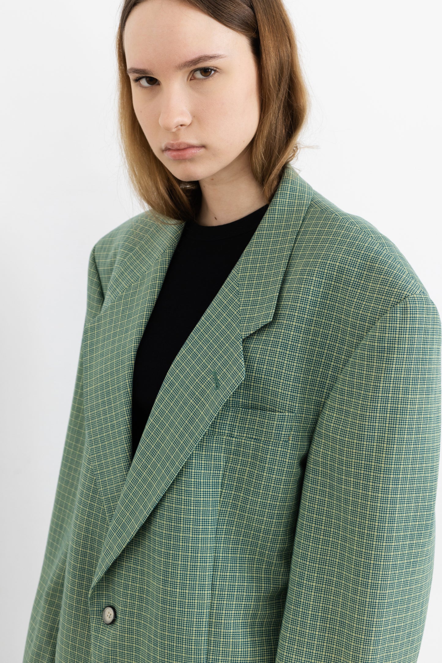 Vintage Green Plaid Wool Blazer