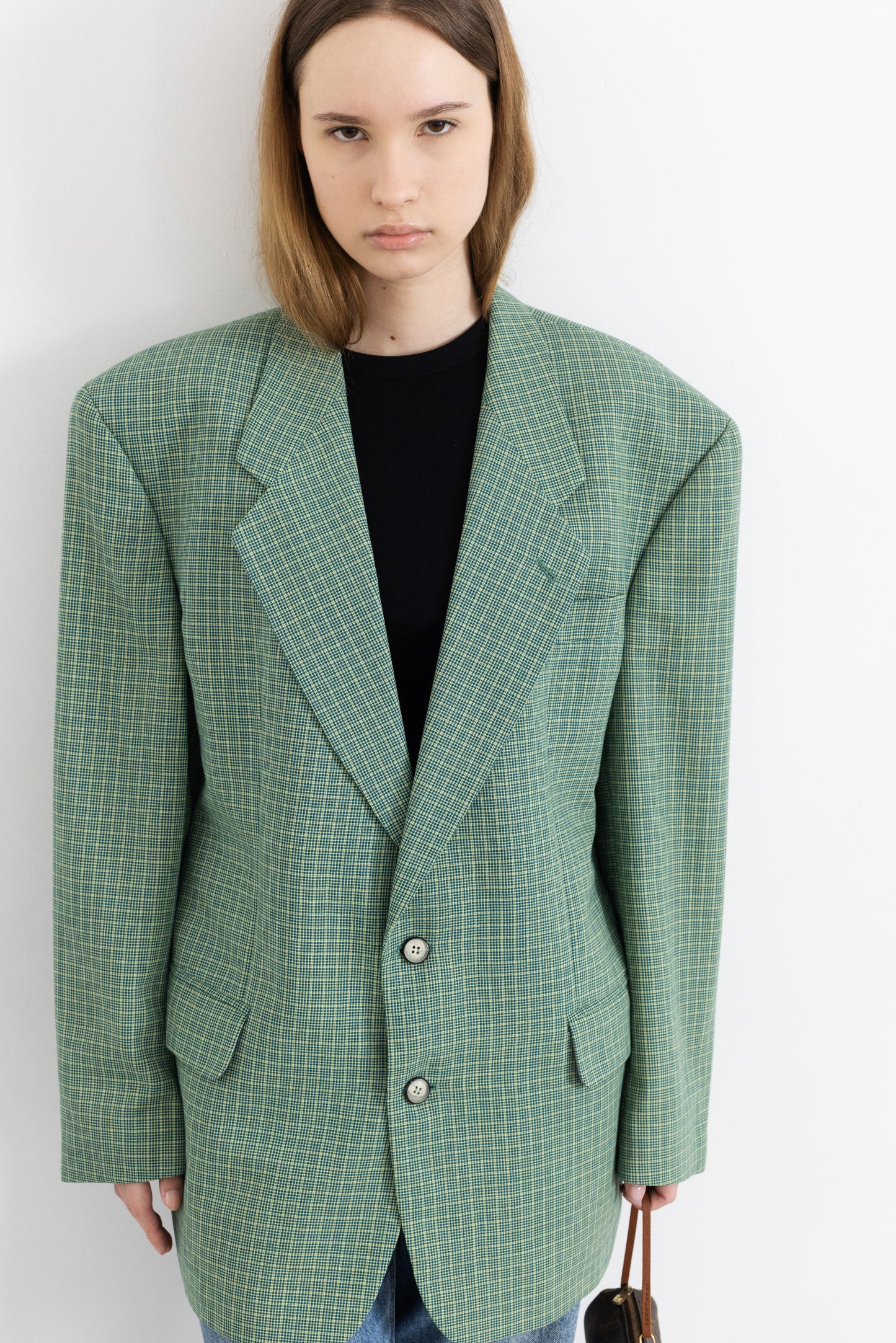 Vintage Green Plaid Wool Blazer