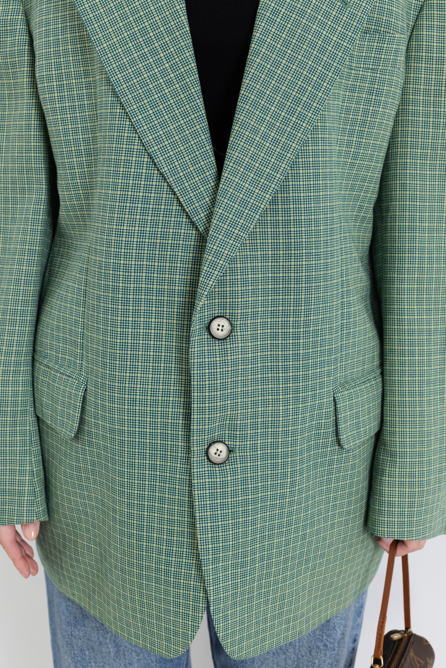 Vintage Green Plaid Wool Blazer