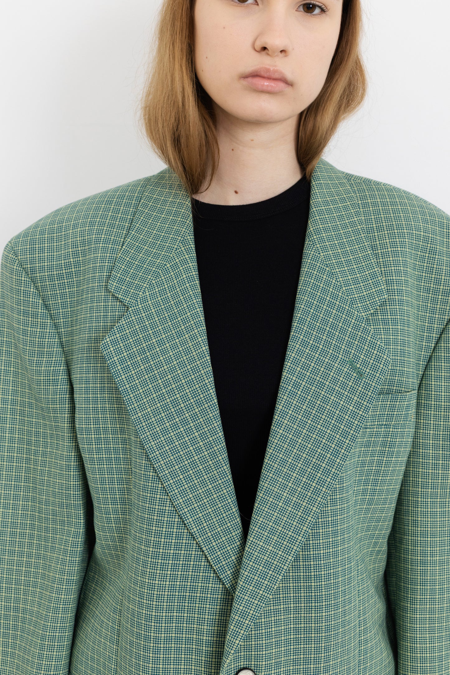 Vintage Green Plaid Wool Blazer