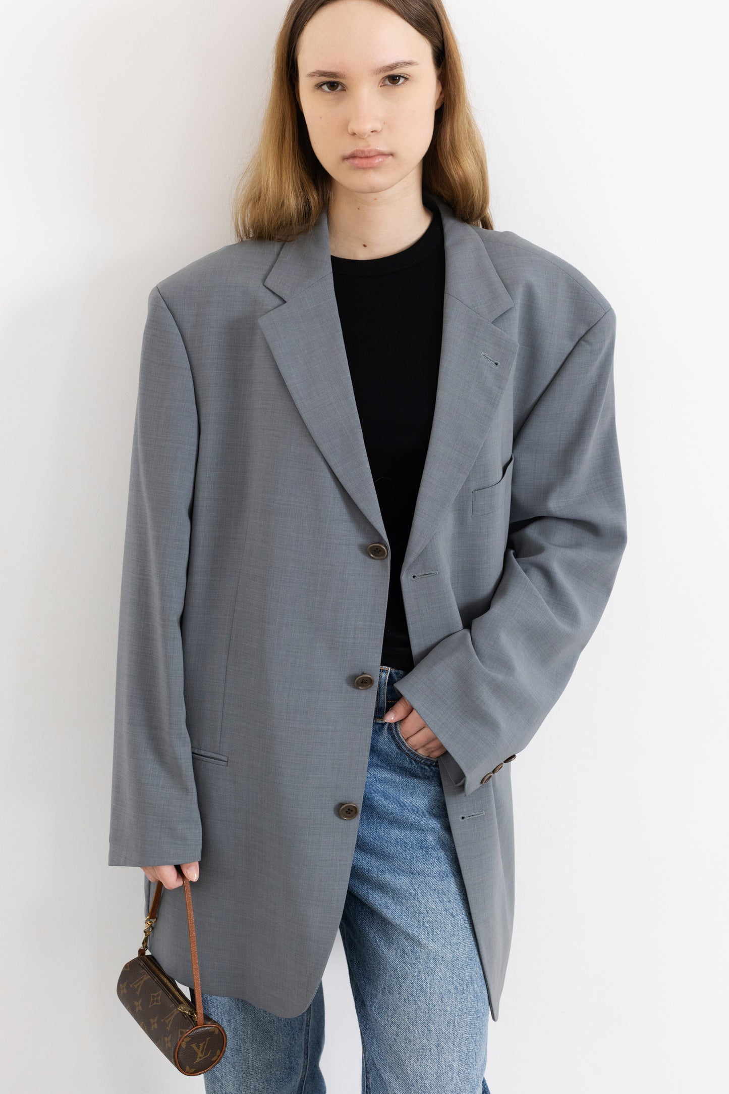 Vintage Hugo Boss Powder Blue 100% Wool Blazer