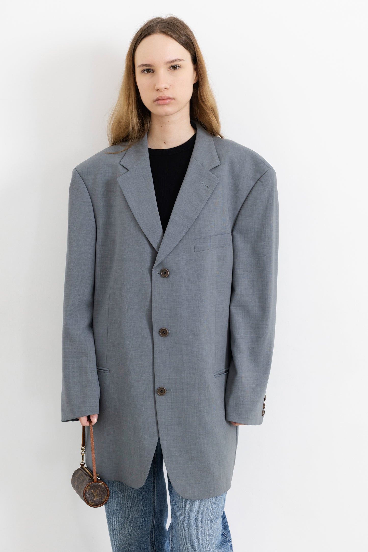Vintage Hugo Boss Powder Blue 100% Wool Blazer
