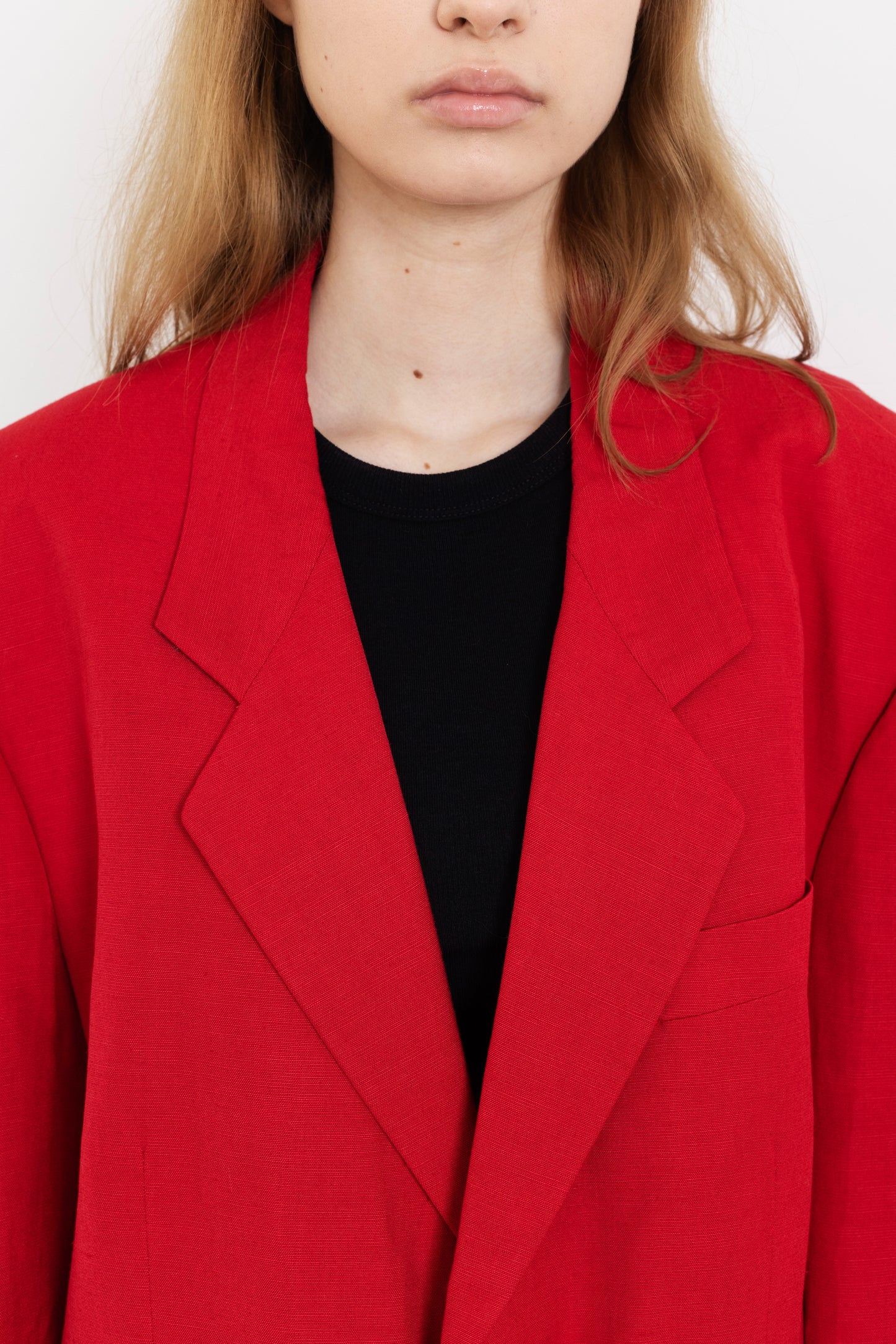 Vintage Red Linen Blazer