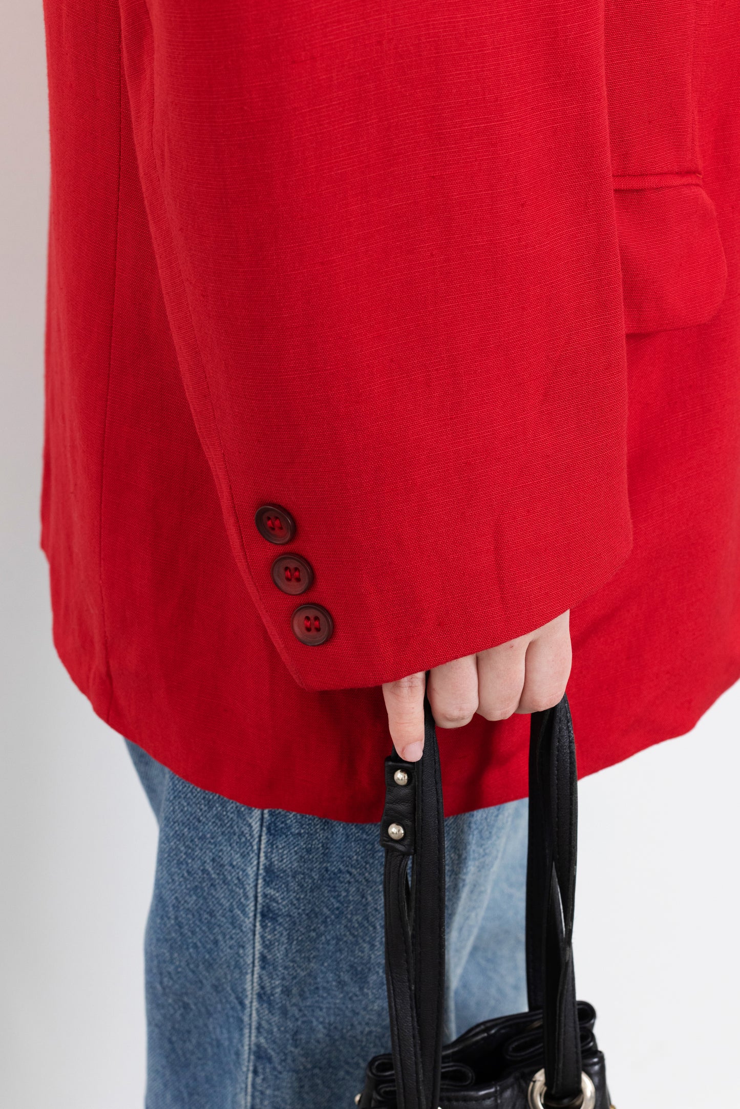 Vintage Red Linen Blazer