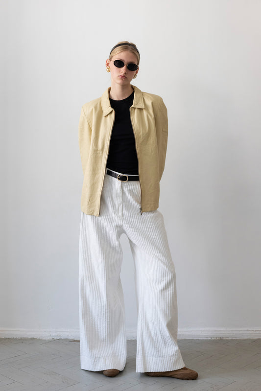 Vintage Butter Yellow Leather Jacket