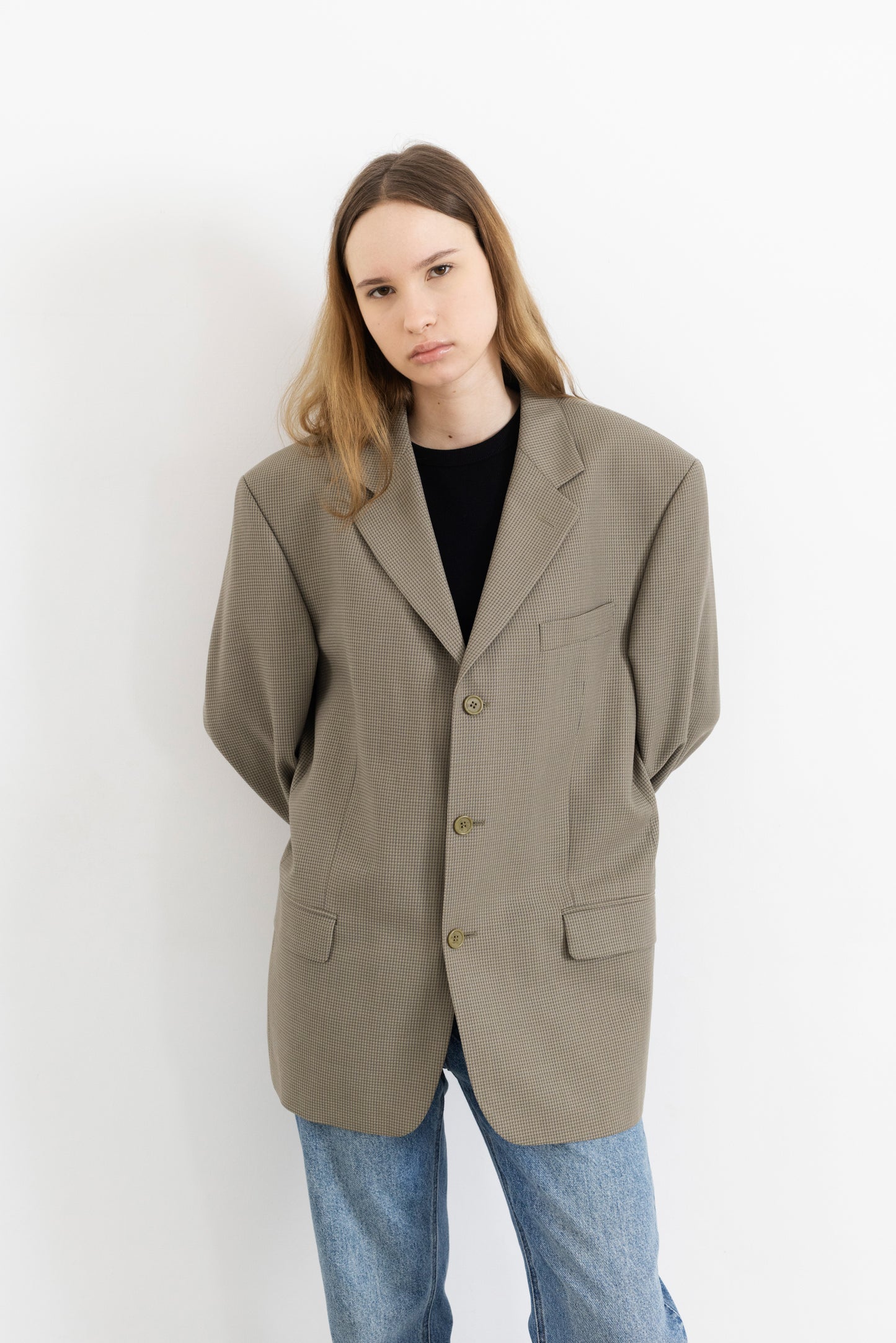 Vintage Beige Wool Blazer