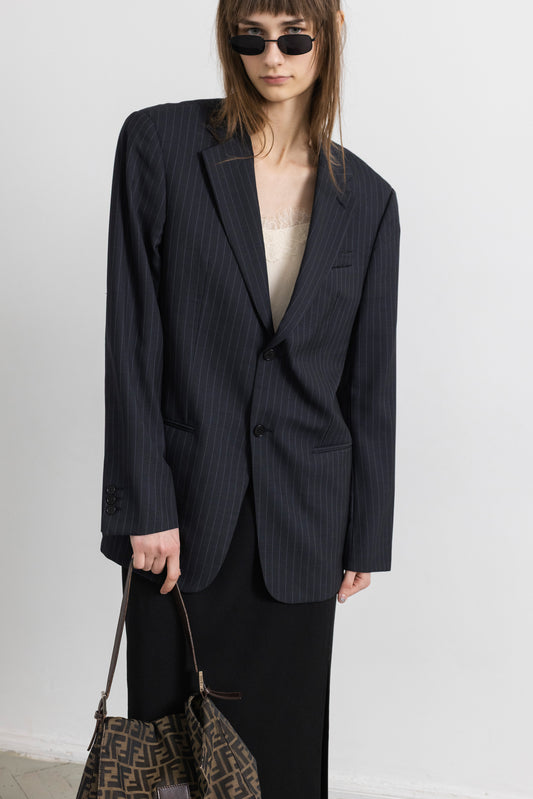 Vintage Armani Navy Striped 100% Wool Blazer