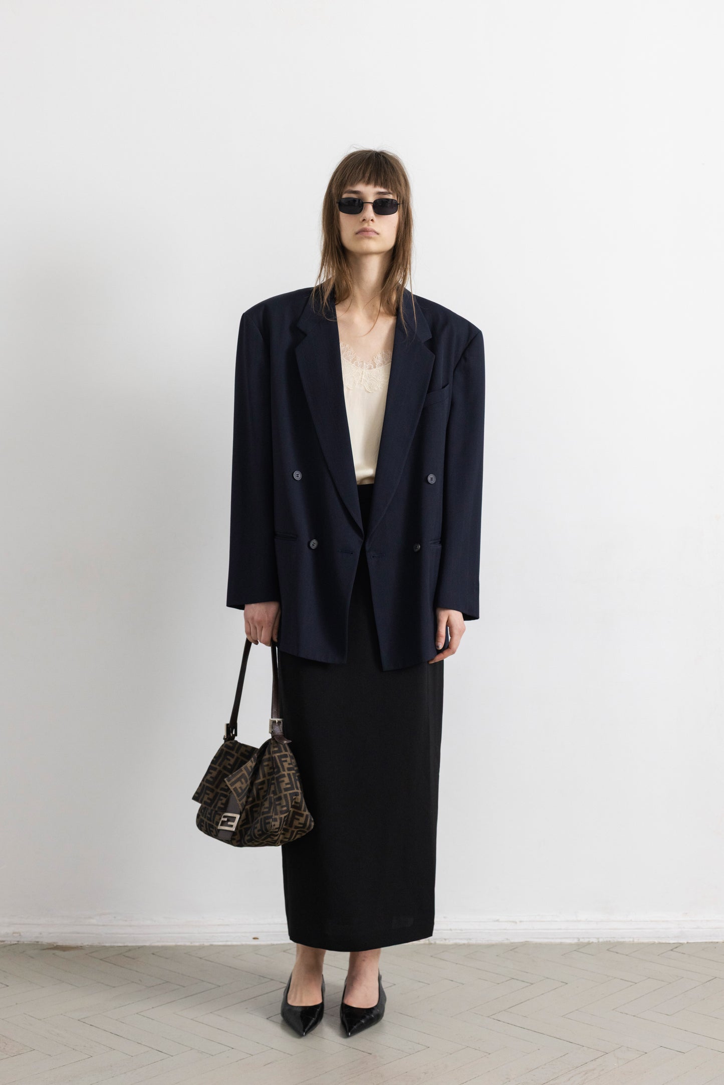 Vintage Dark Blue Wool Blazer