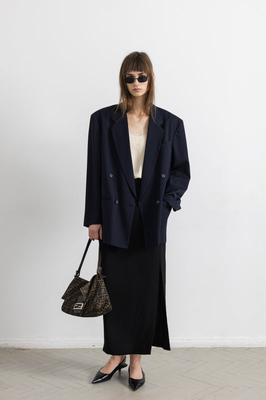 Vintage Dark Blue Wool Blazer