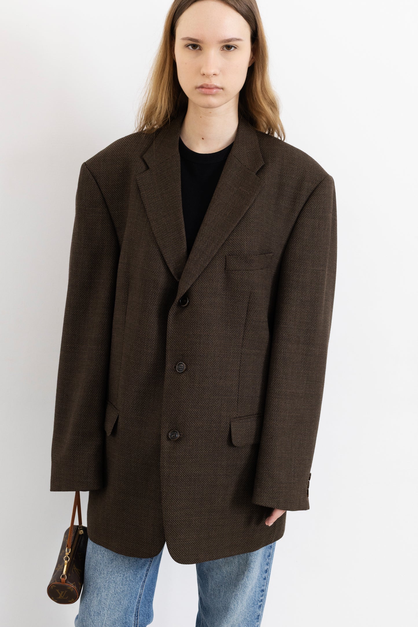 Vintage Beige Wool Silk Blazer