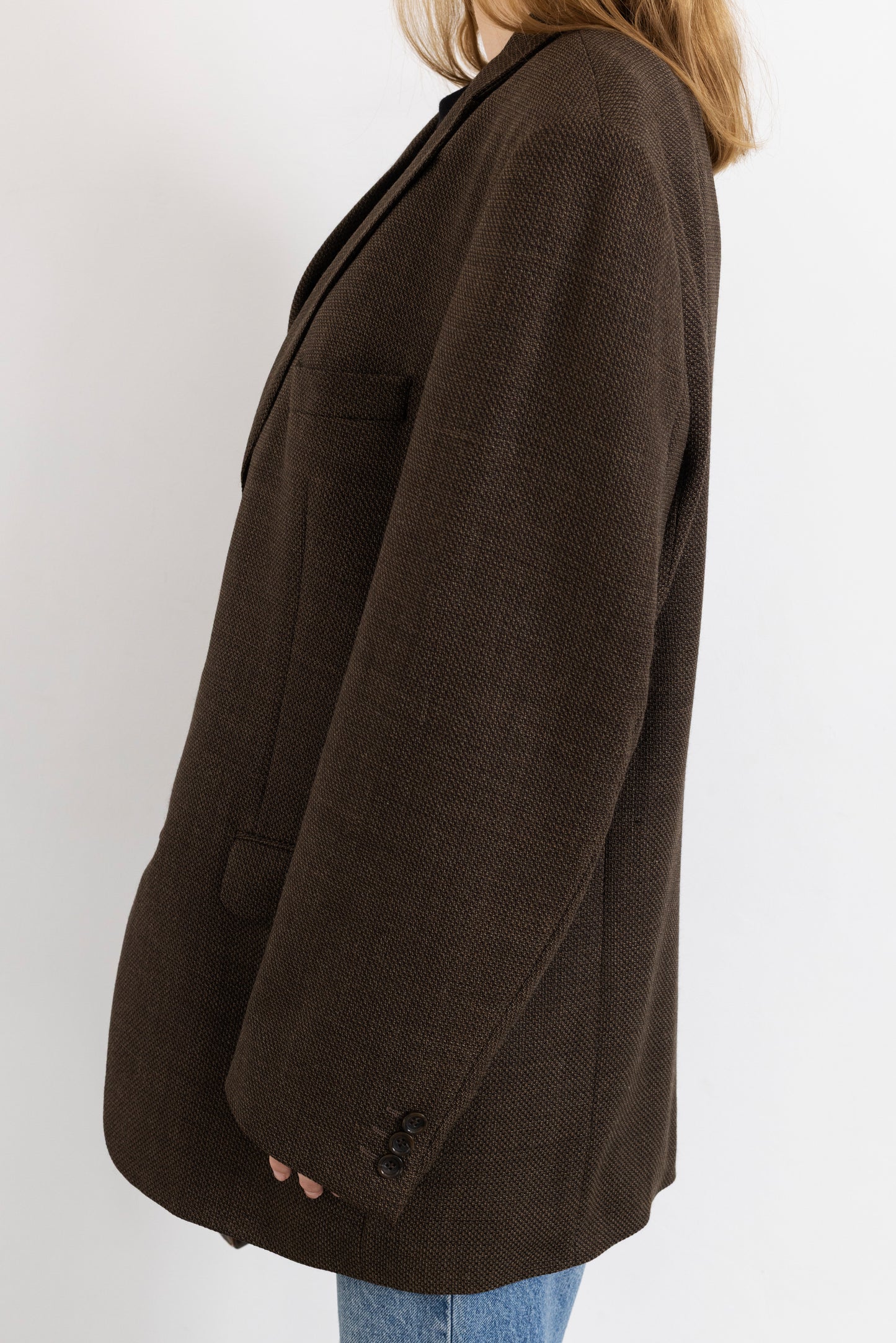 Vintage Beige Wool Silk Blazer