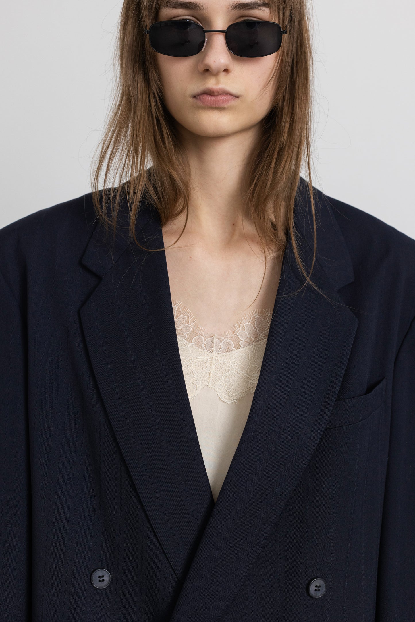 Vintage Dark Blue Wool Blazer