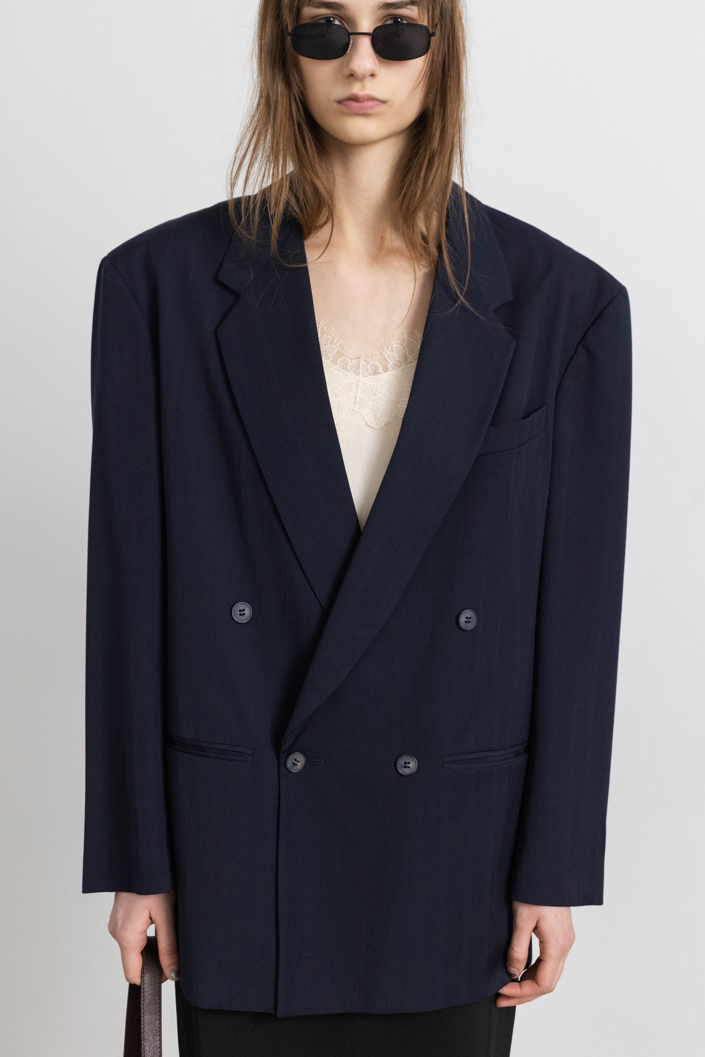 Vintage Dark Blue Wool Blazer