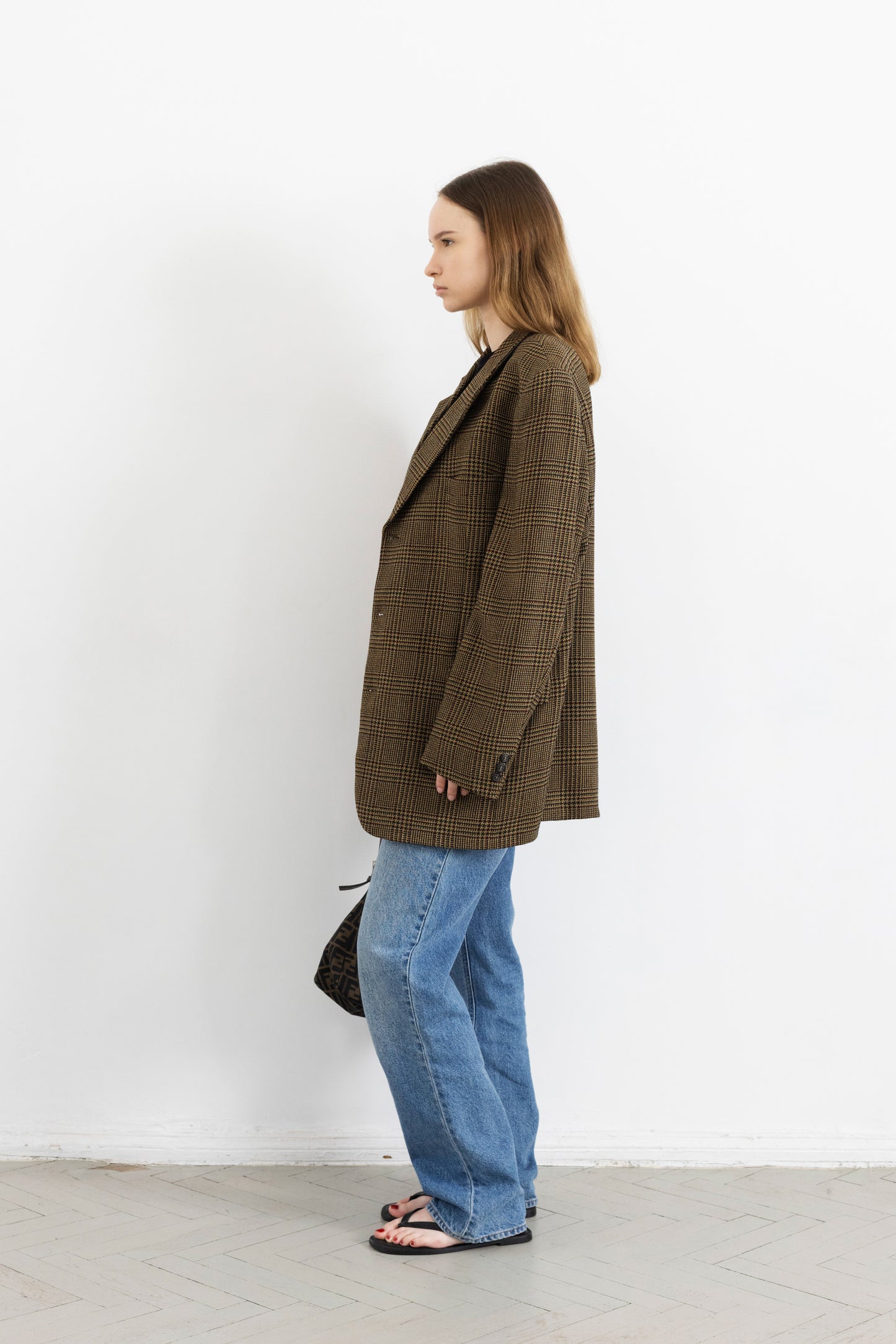 Vintage Brown Plaid 100% Wool Blazer