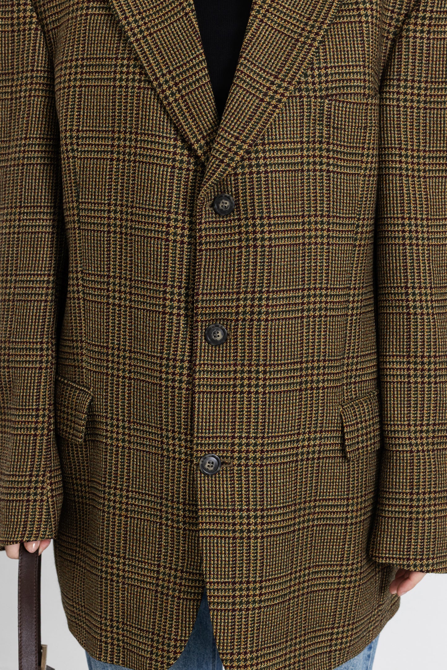 Vintage Brown Plaid 100% Wool Blazer