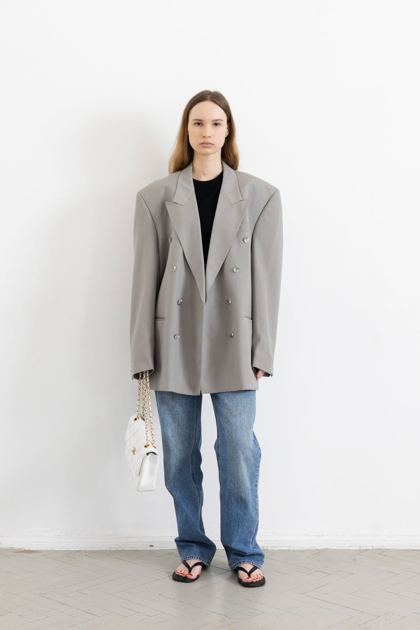 Vintage Grey Striped Blazer