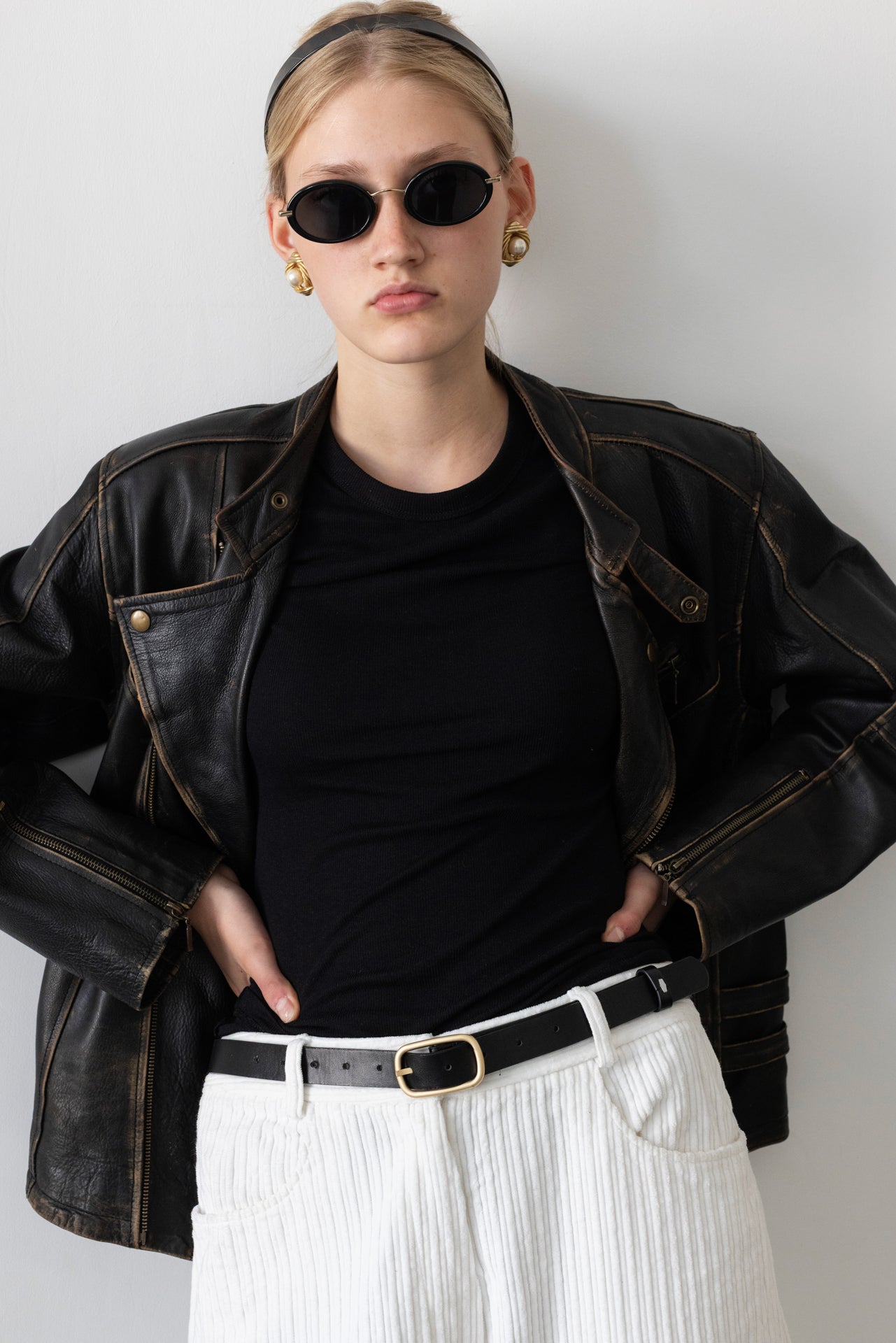 Vintage Brown Distressed Leather Biker Jacket