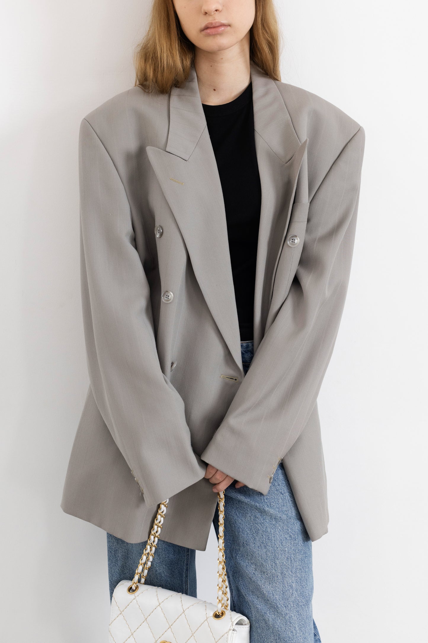 Vintage Grey Striped Blazer