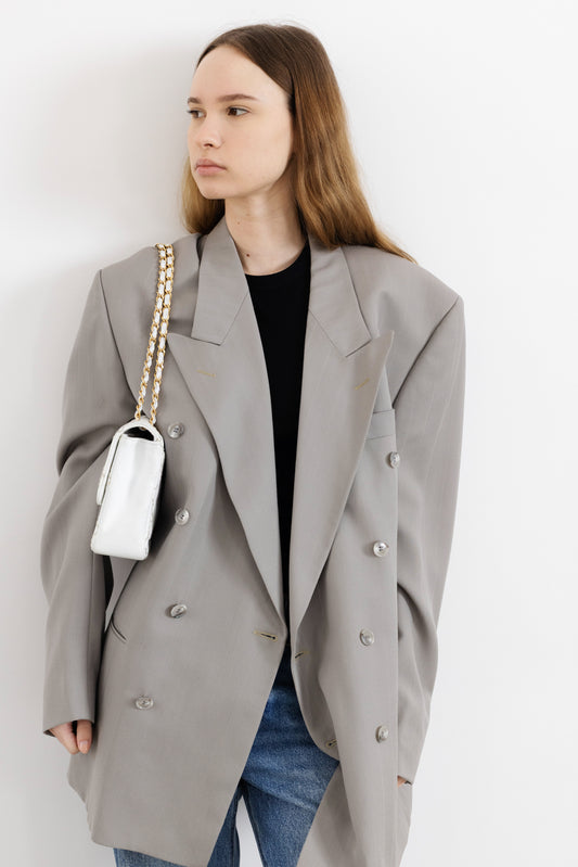 Vintage Grey Striped Blazer
