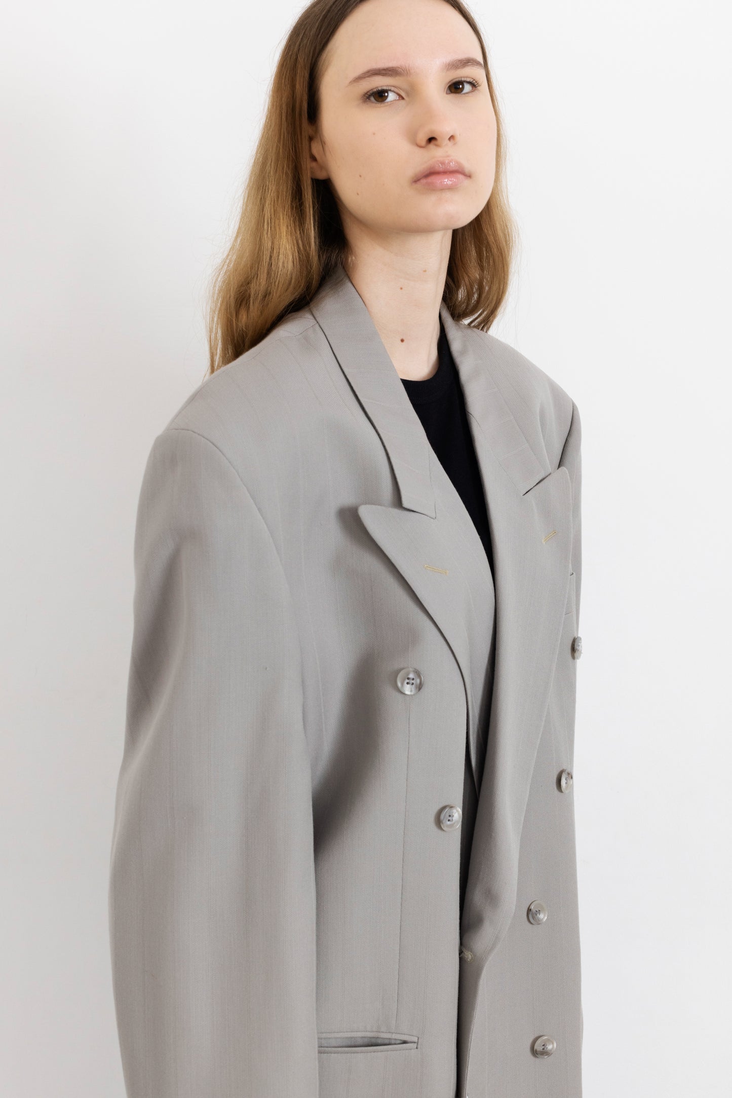 Vintage Grey Striped Blazer