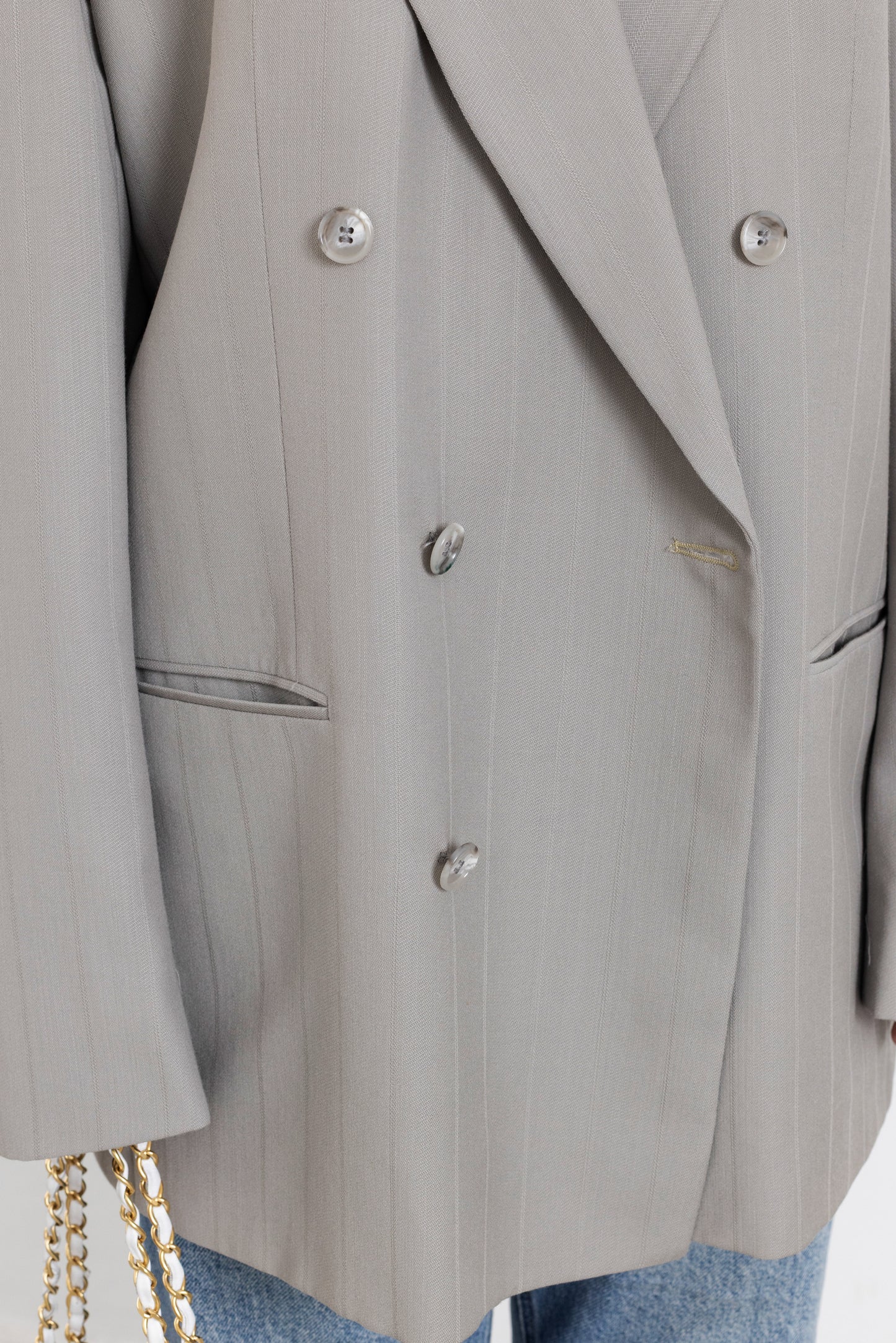 Vintage Grey Striped Blazer