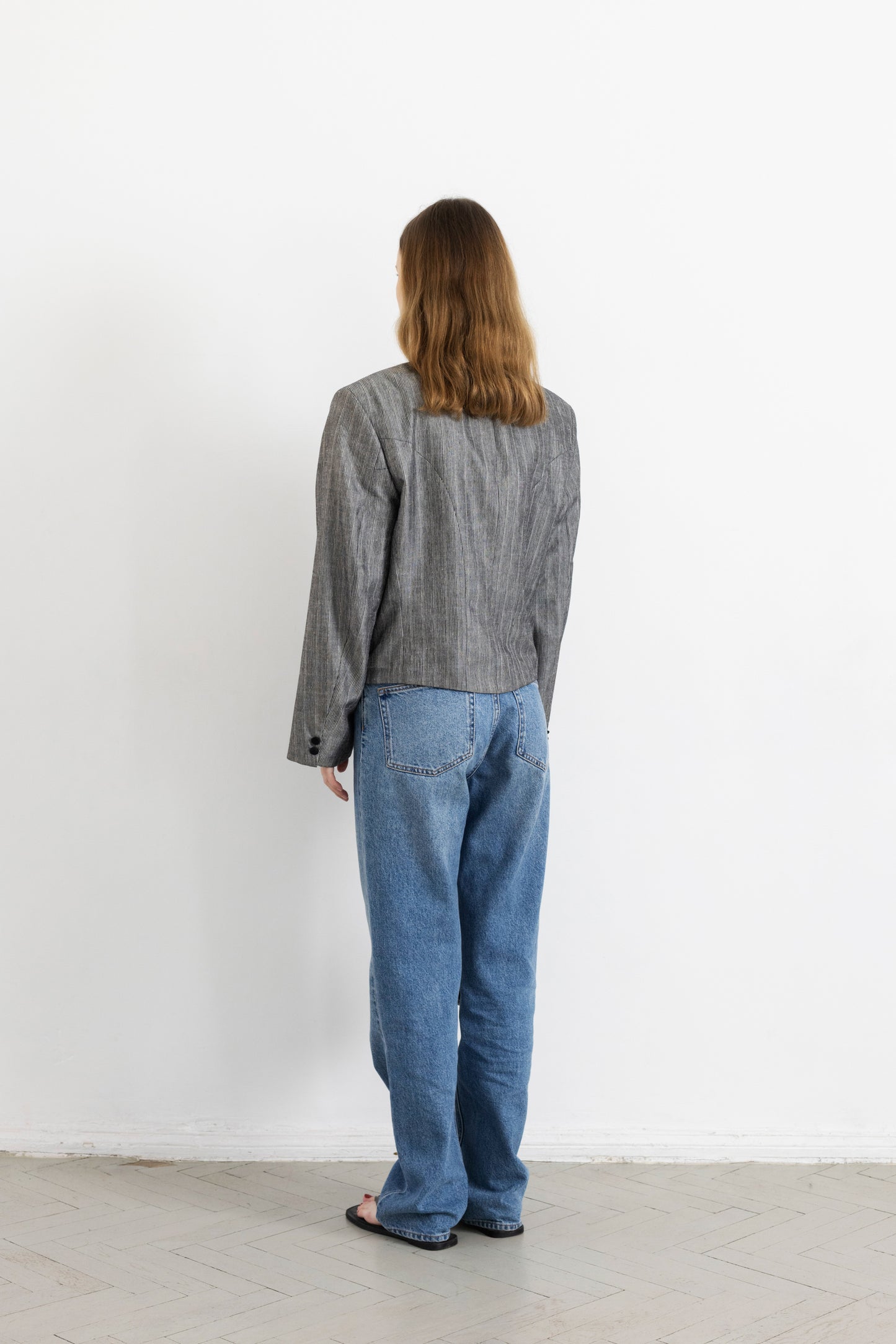 Vintage Grey Cropped Blazer